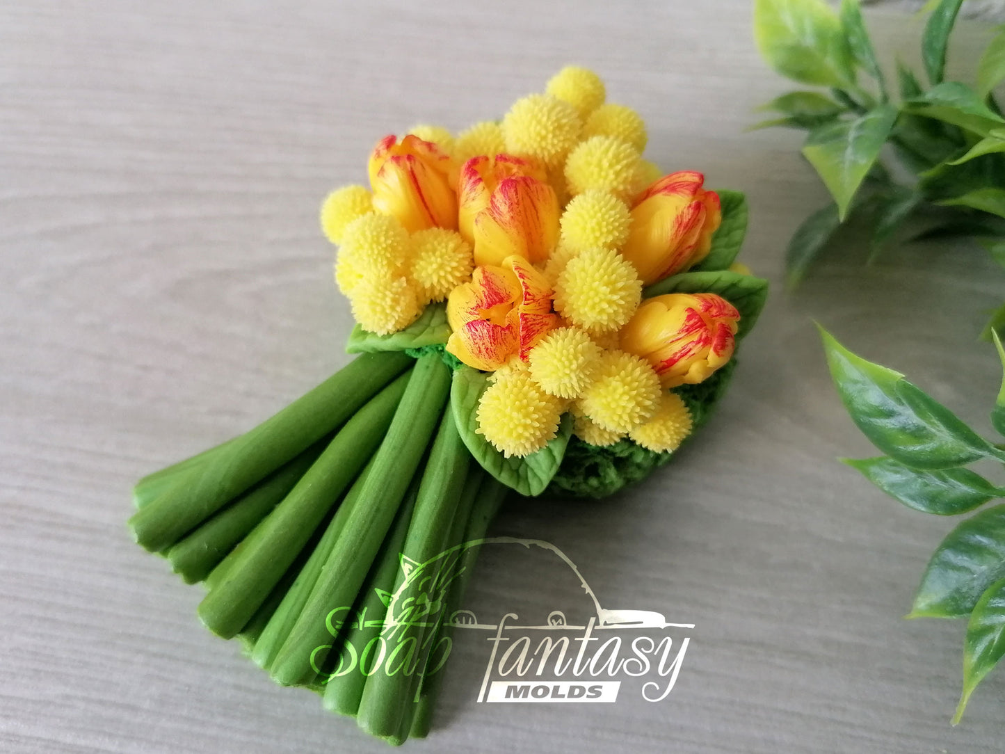 Mimosa & tulips bouquet silicone mold for soap making