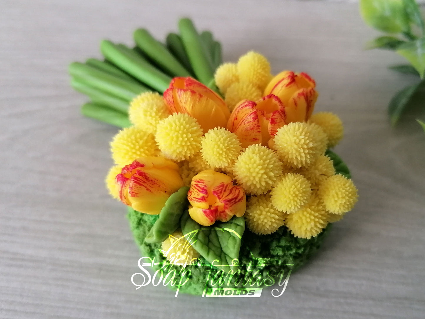 Mimosa & tulips bouquet silicone mold for soap making