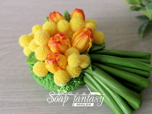 Mimosa & tulips bouquet Silicone Soap Mold - for soap making, Craft & Hobby
