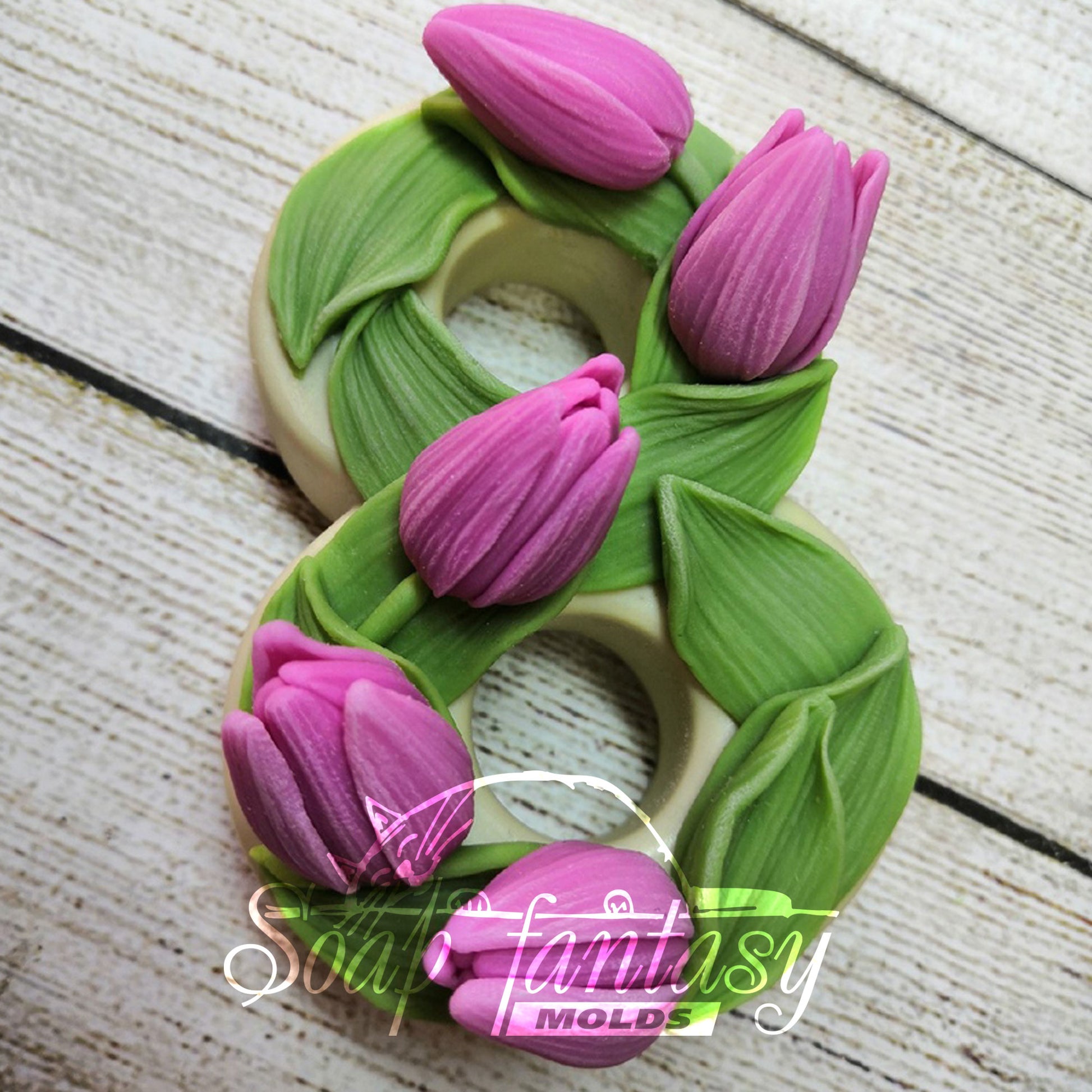 8 with tulips silicone mold (mould) for soap making and candle making