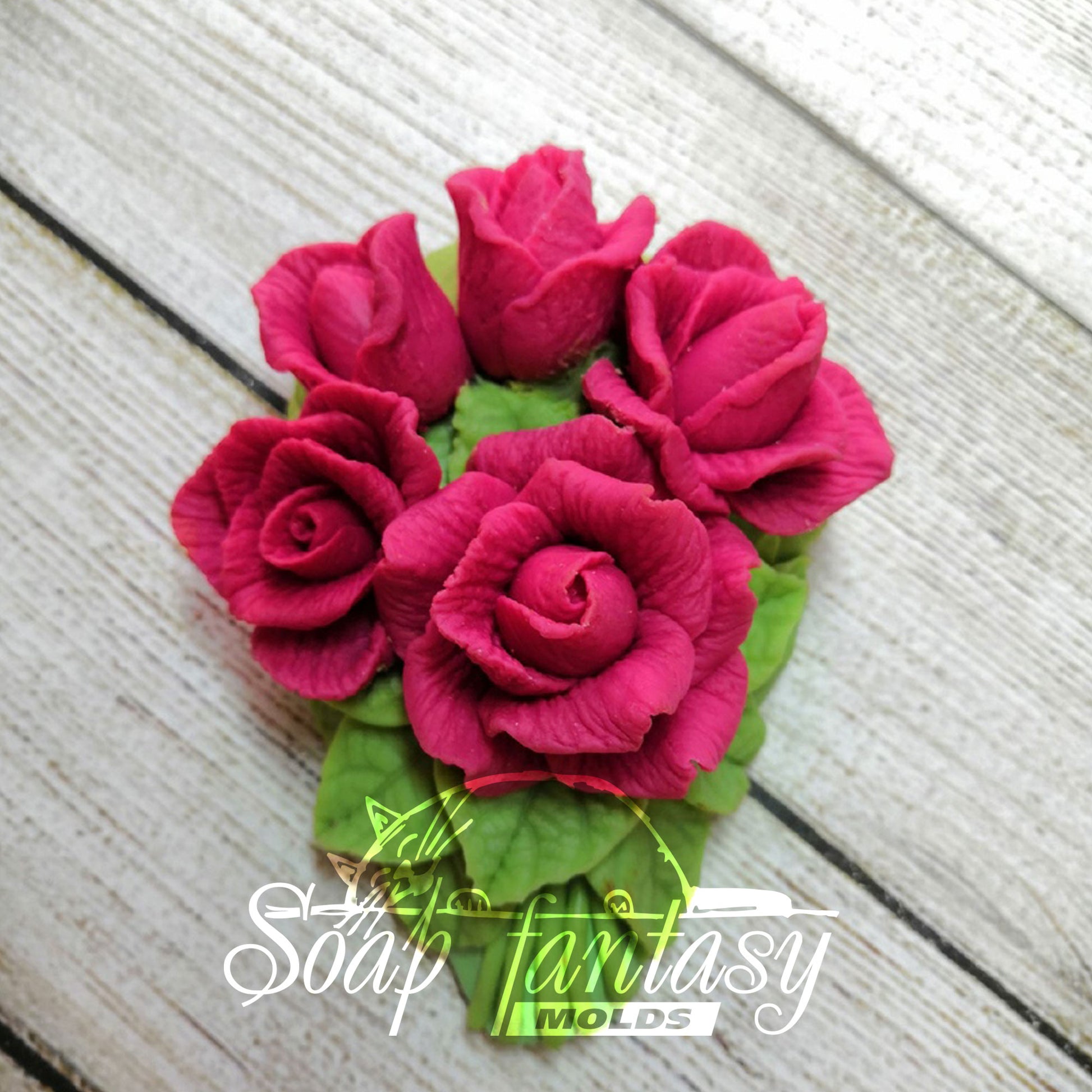 8 with roses and bouquet silicone mold (mould) for soap making and candle making