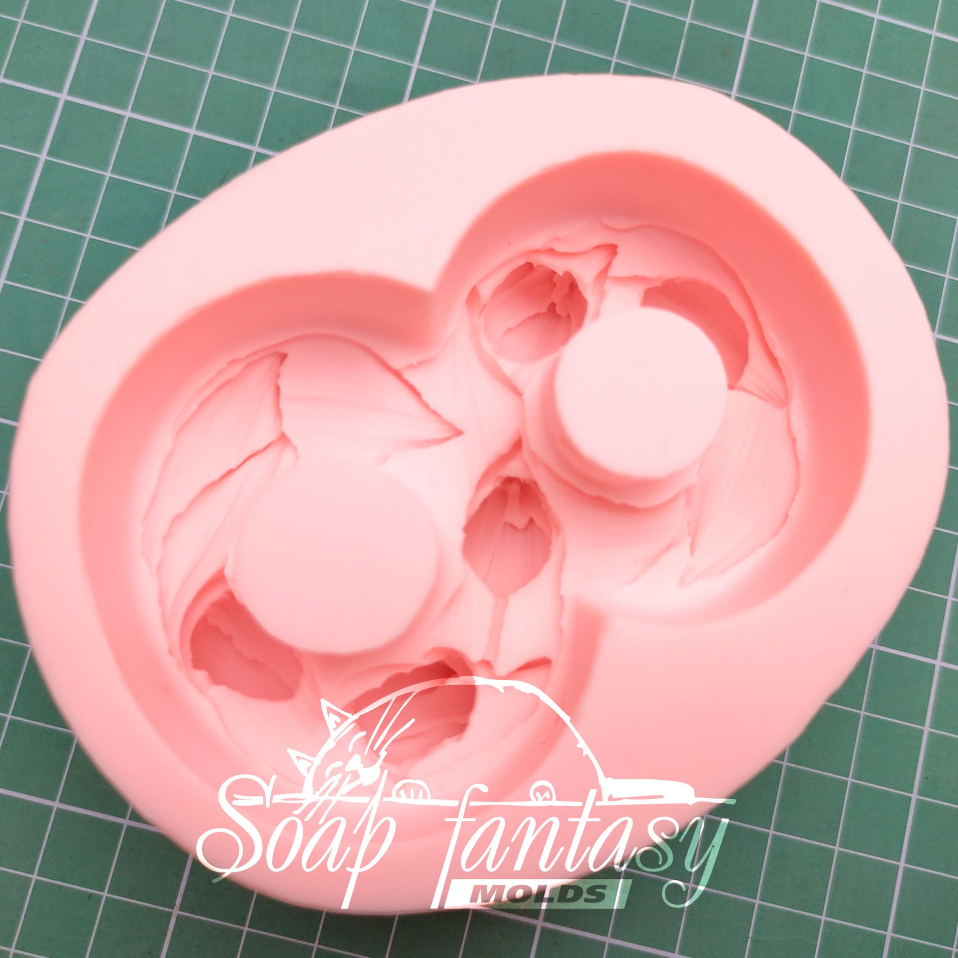 8 with tulips silicone mold (mould) for soap making and candle making