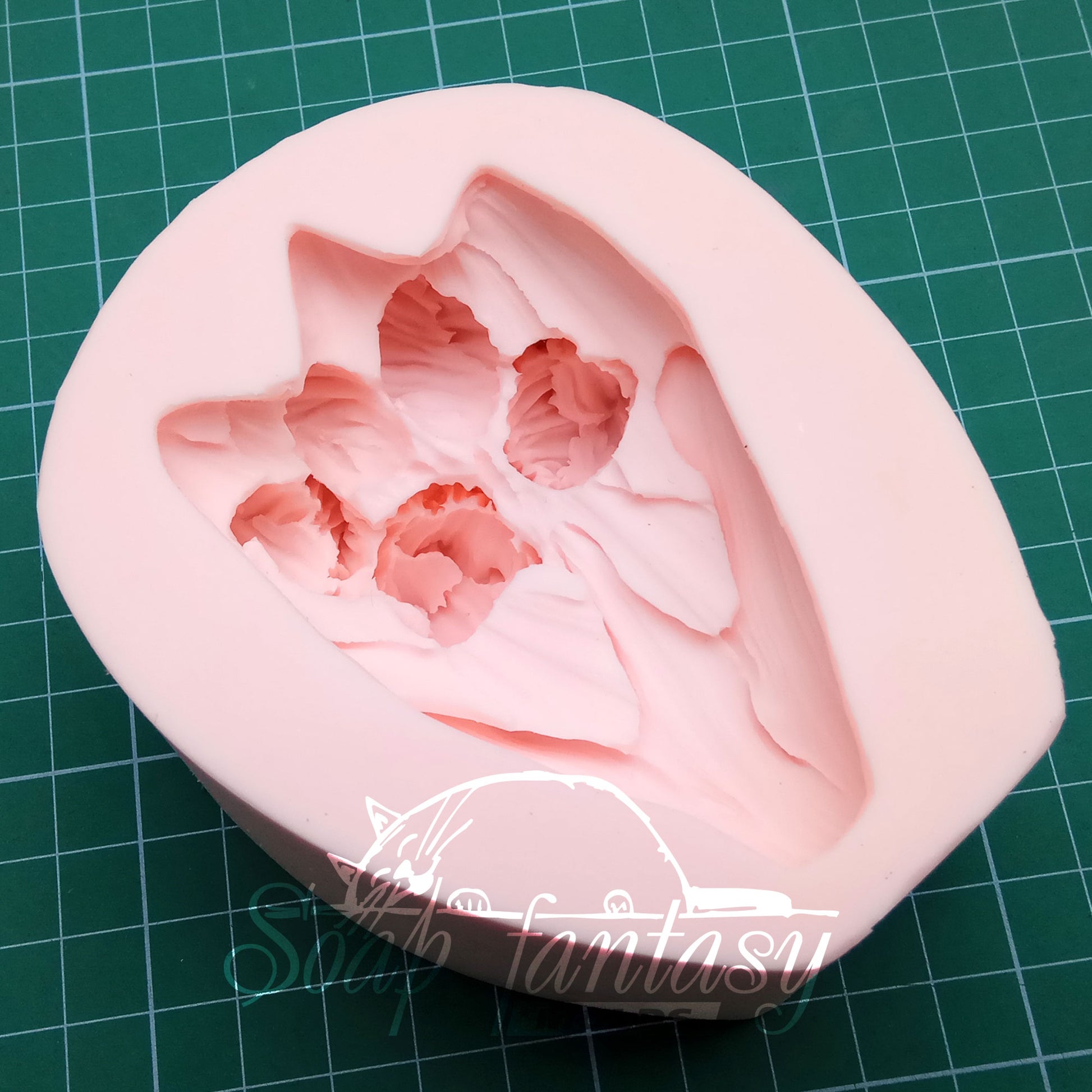 8 with irises and bouquet silicone mold for soap making and candle making.
