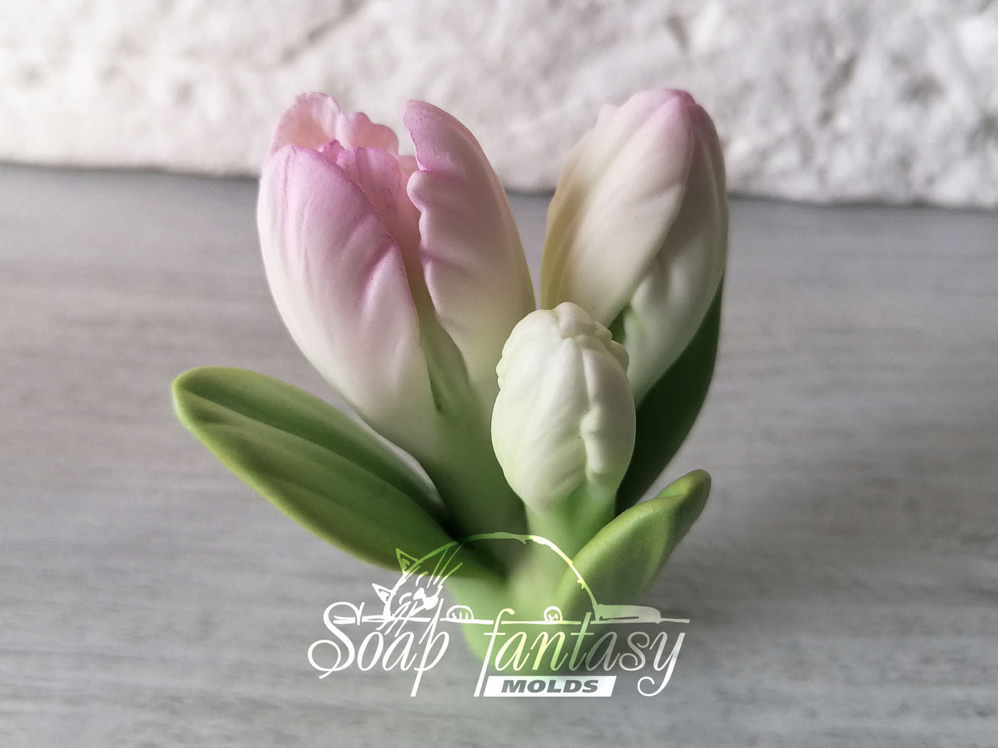 Alstroemeria lily 3 buds with leaves silicone mold (mould) for soap making and candle making