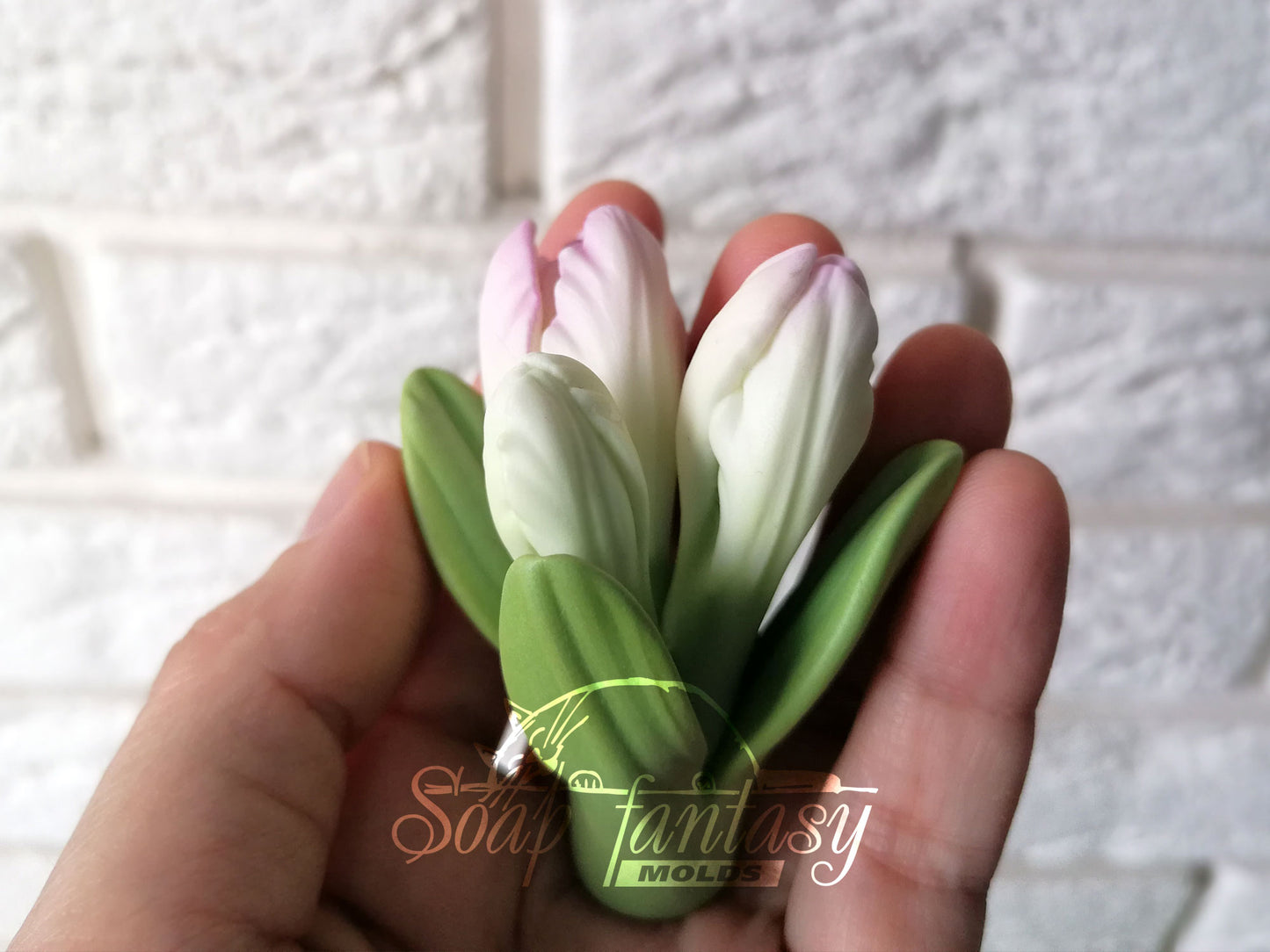 Alstroemeria lily 3 buds with leaves silicone mold (mould) for soap making and candle making
