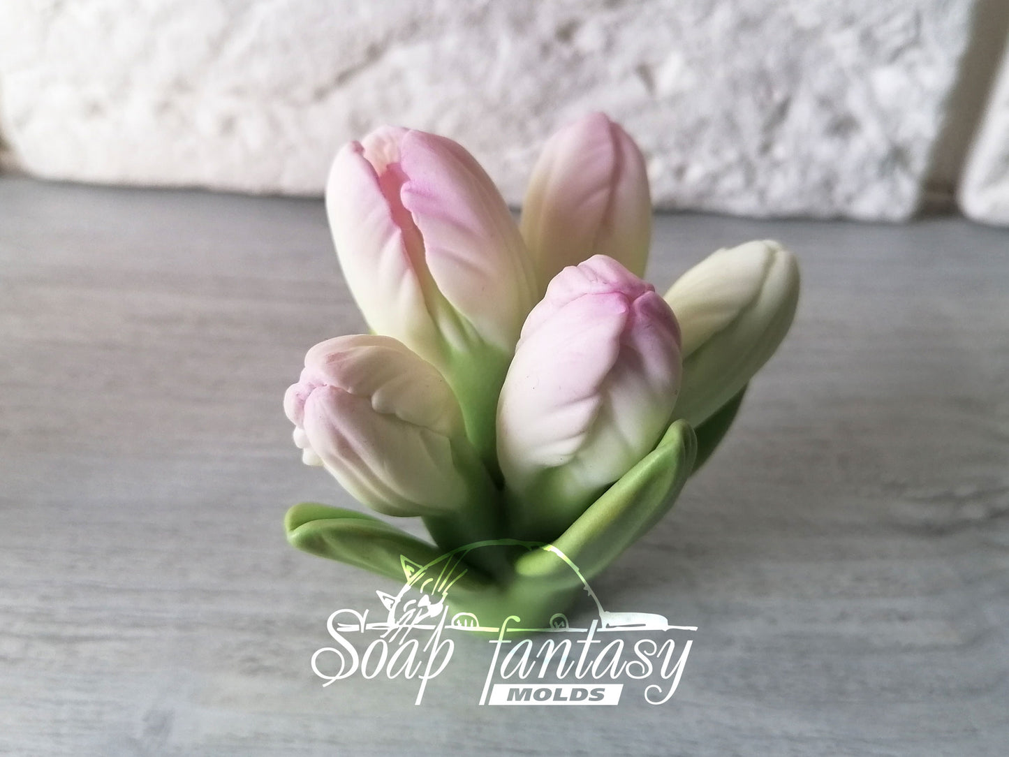 Alstroemeria lily 5 buds with leaves silicone mold (mould) for soap making and candle making