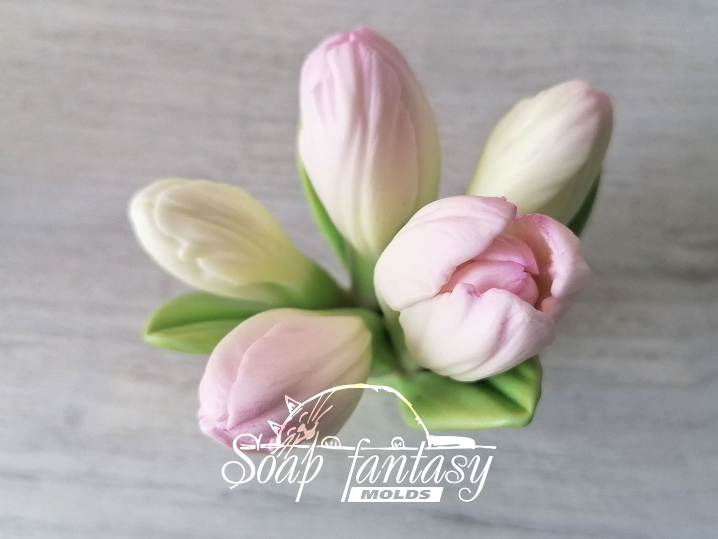 Alstroemeria lily 5 buds with leaves silicone mold (mould) for soap making and candle making