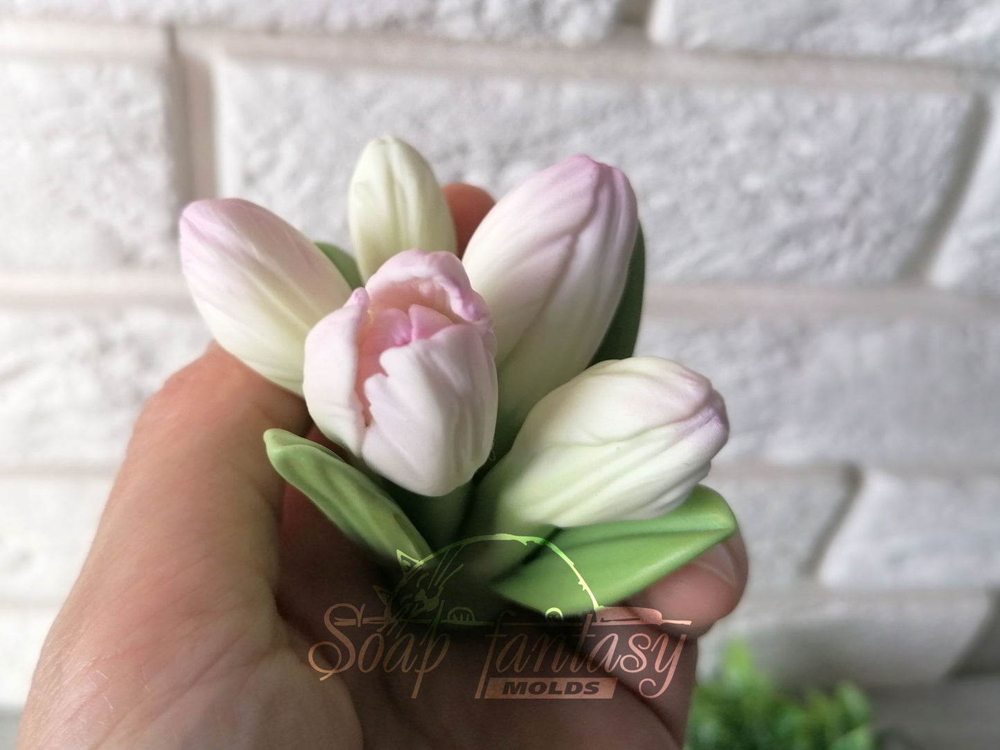 Alstroemeria lily 5 buds with leaves silicone mold (mould) for soap making and candle making