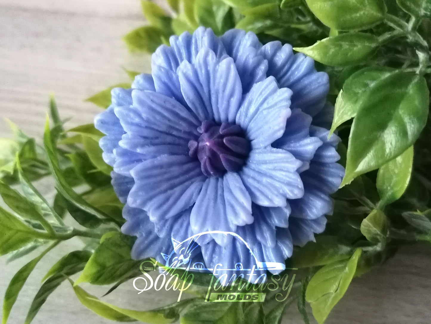 Blue cornflower silicone mold (mould) for soap making and candle making