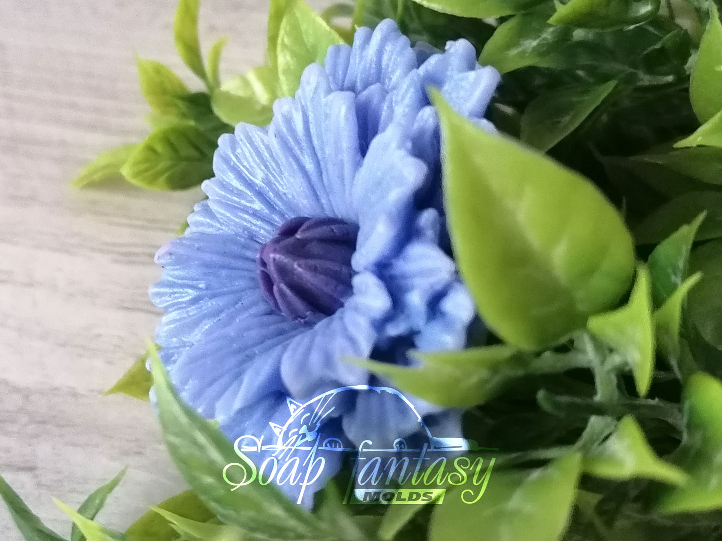 Blue cornflower silicone mold (mould) for soap making and candle making