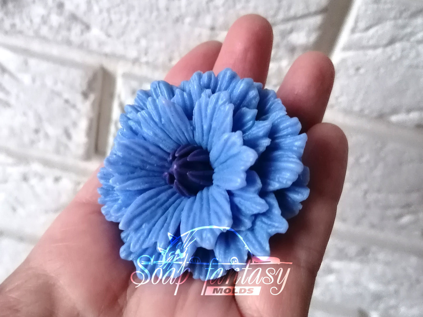 Blue cornflower silicone mold (mould) for soap making and candle making