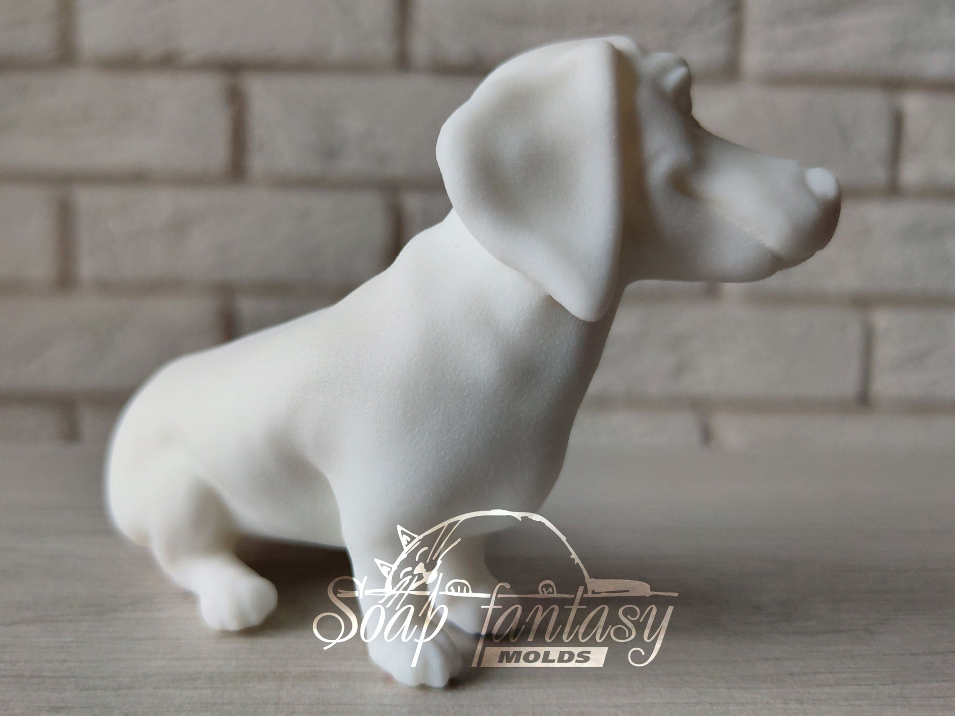 Sitting dachshund silicone mold for soap making