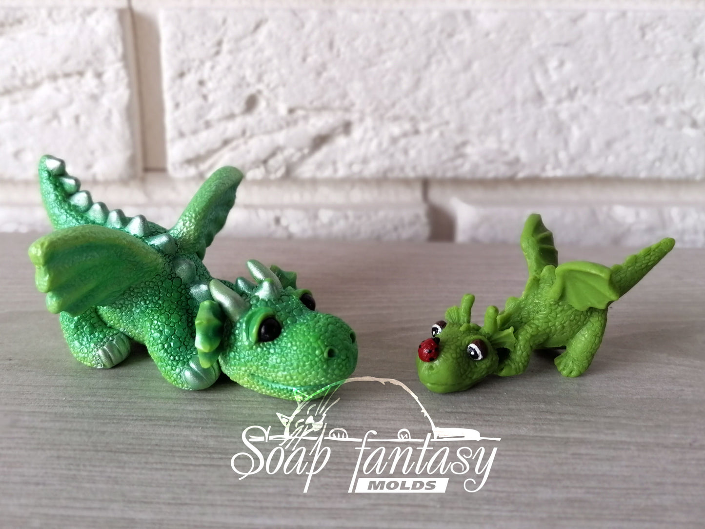 Little Emerald dragon silicone mold for soap making