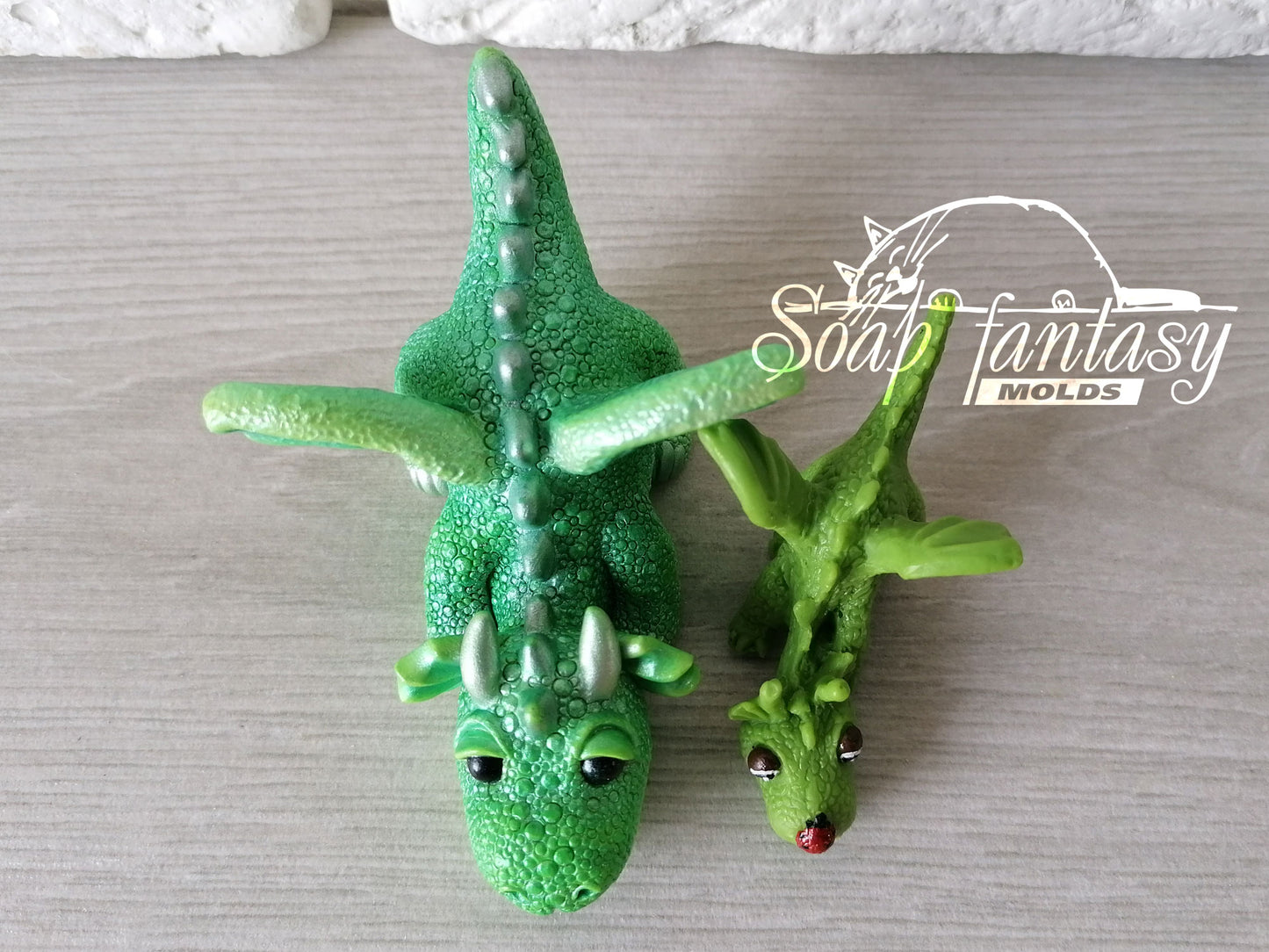 Little Emerald dragon silicone mold for soap making