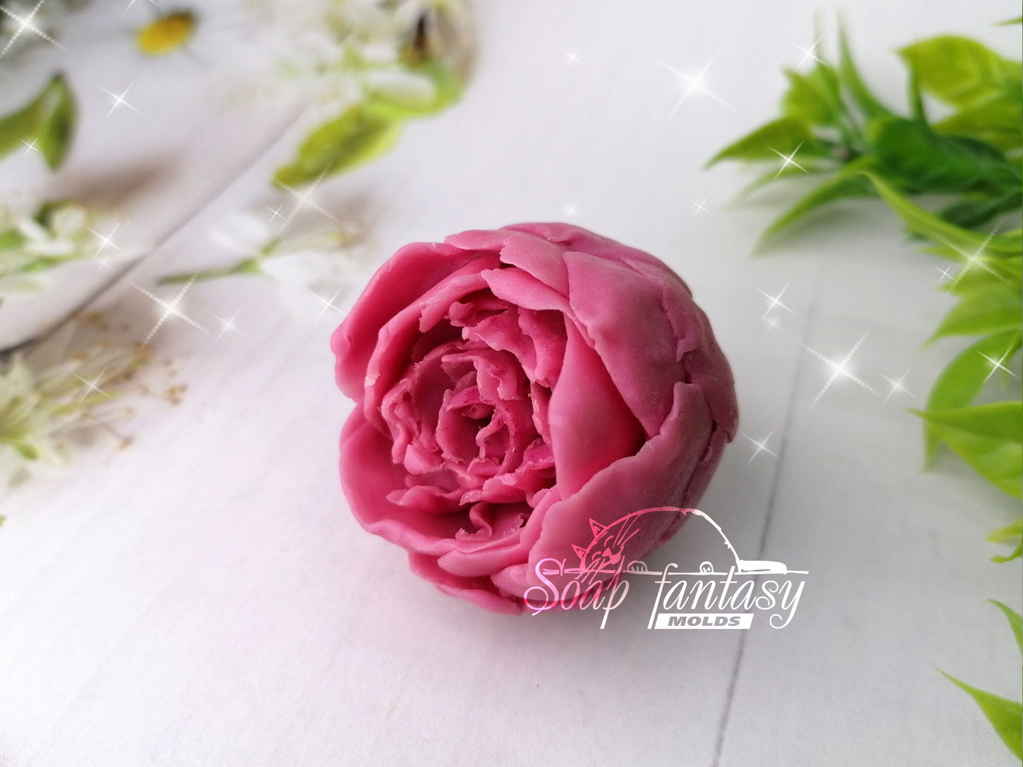 Peony "Evening Dream" bud flower silicone mold for soap making