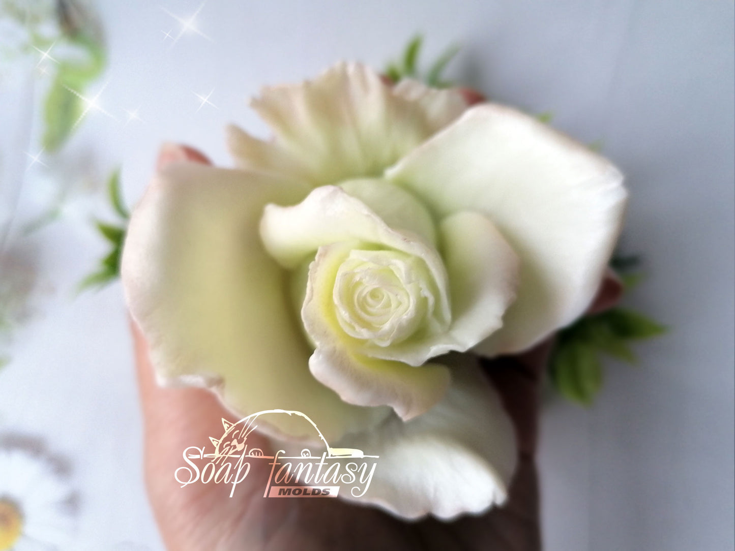 BIG rose "Grace" flower silicone mold (mould) for soap making and candle making