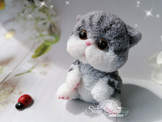Fluffy kitten Silicone Soap Mold - for soap making, Craft & Hobby