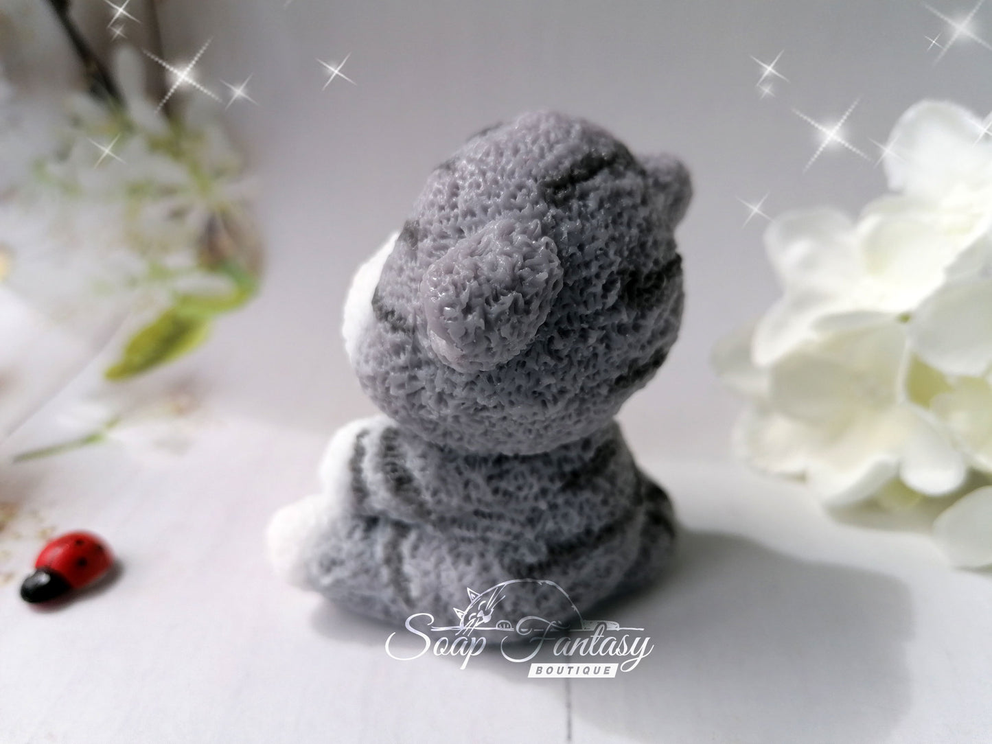 Fluffy kitten silicone mold for soap making.