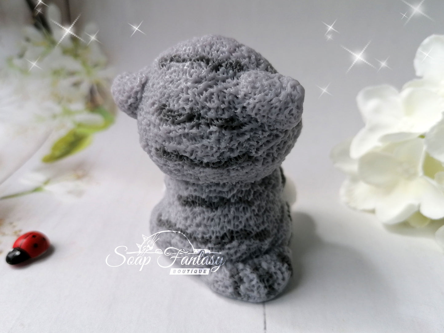 Fluffy kitten silicone mold for soap making.