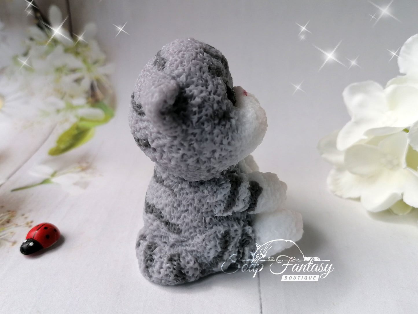 Fluffy kitten silicone mold for soap making.