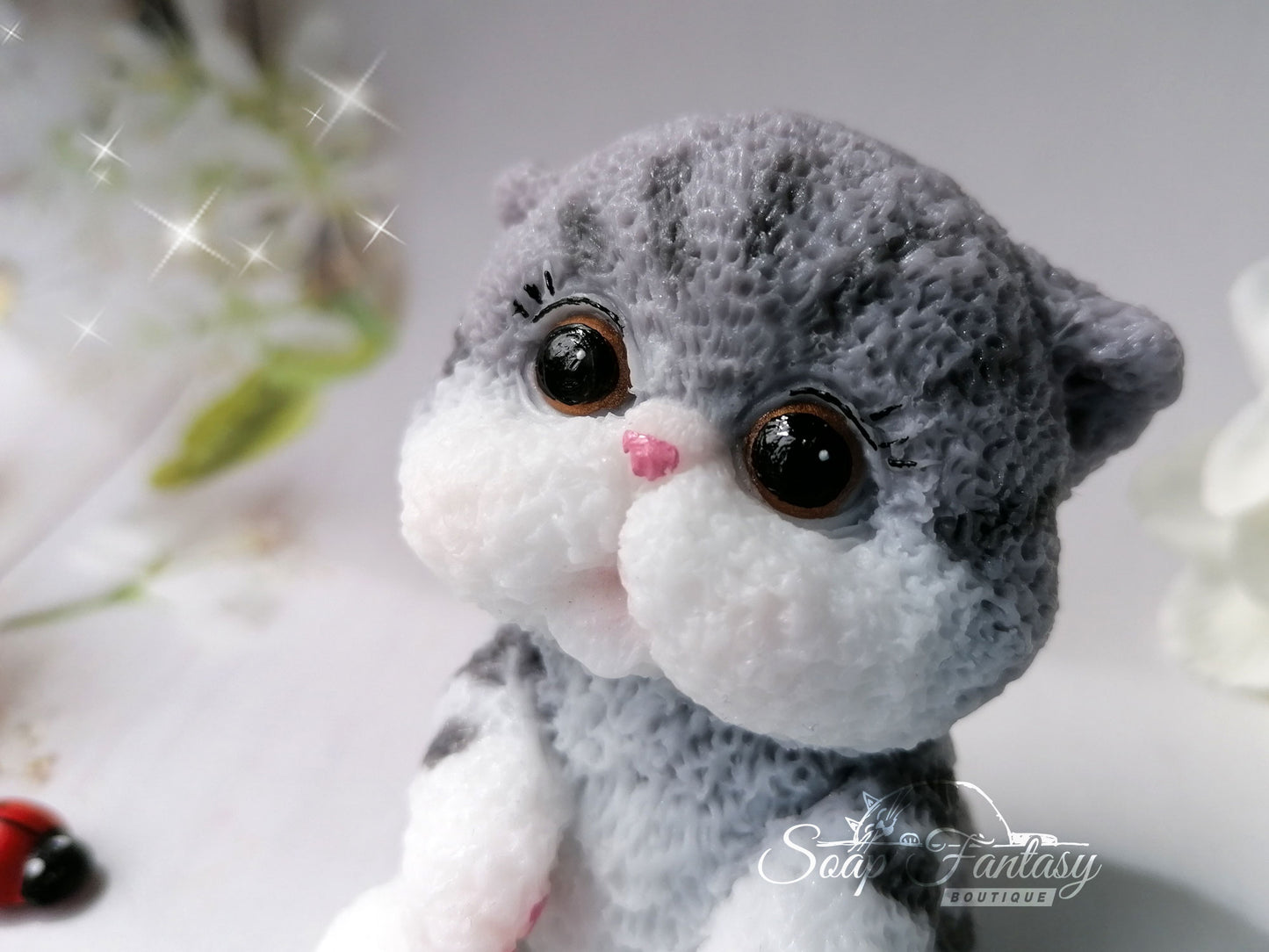 Fluffy kitten silicone mold for soap making.