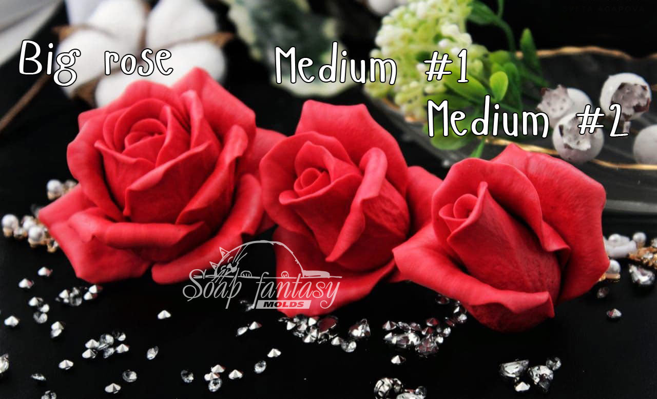 Big rose "Lady in red" flower silicone mold (mould) for soap making and candle making