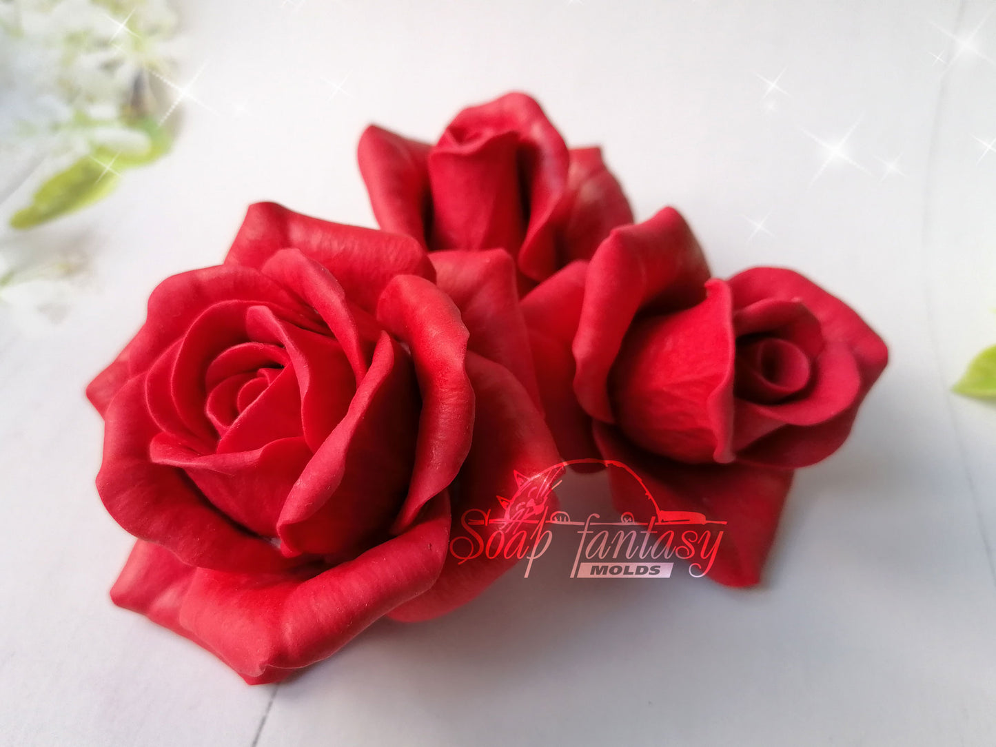 Big rose "Lady in red" flower silicone mold (mould) for soap making and candle making