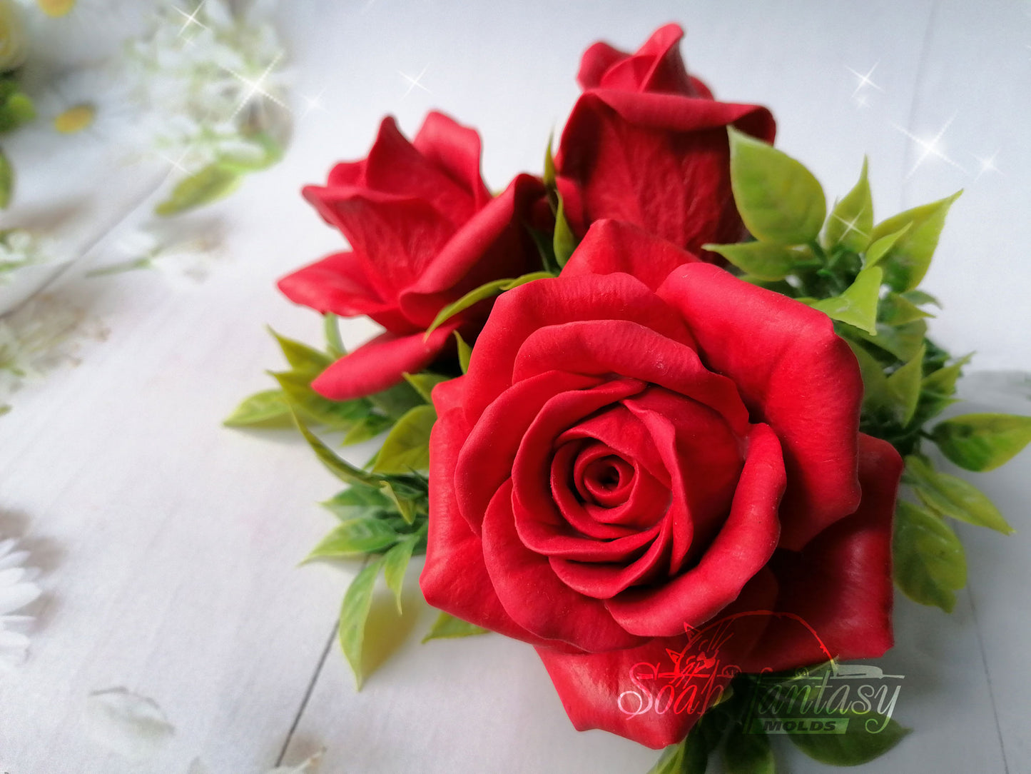 Medium roses "Lady in red" #1 silicone mold for soap making