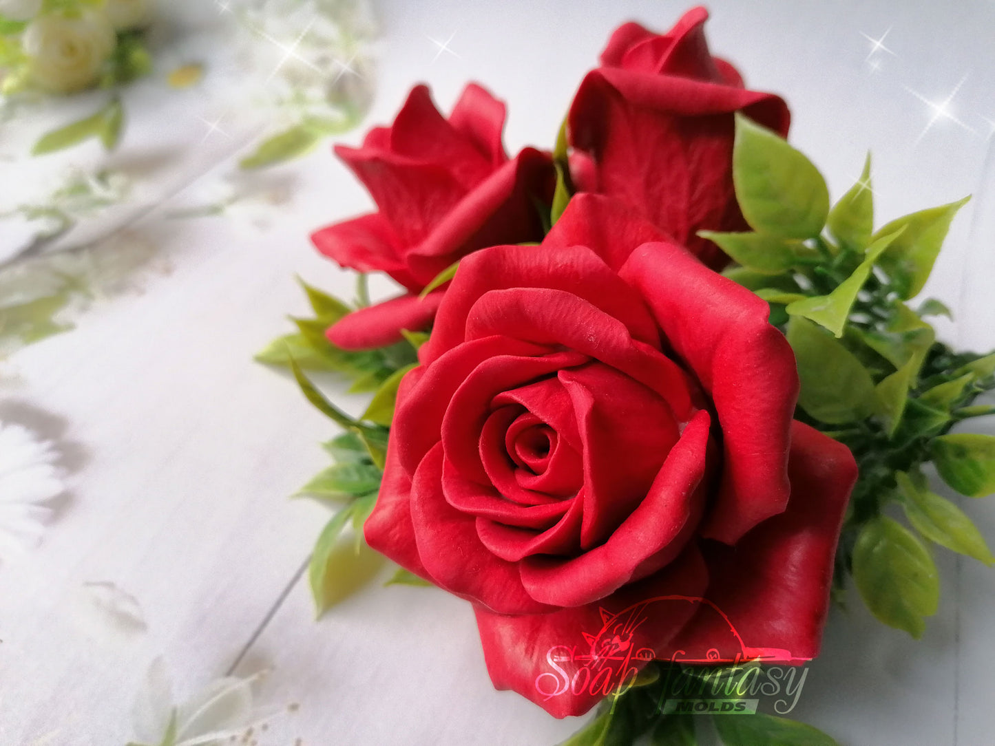 Medium roses "Lady in red" #2 silicone mold for soap making