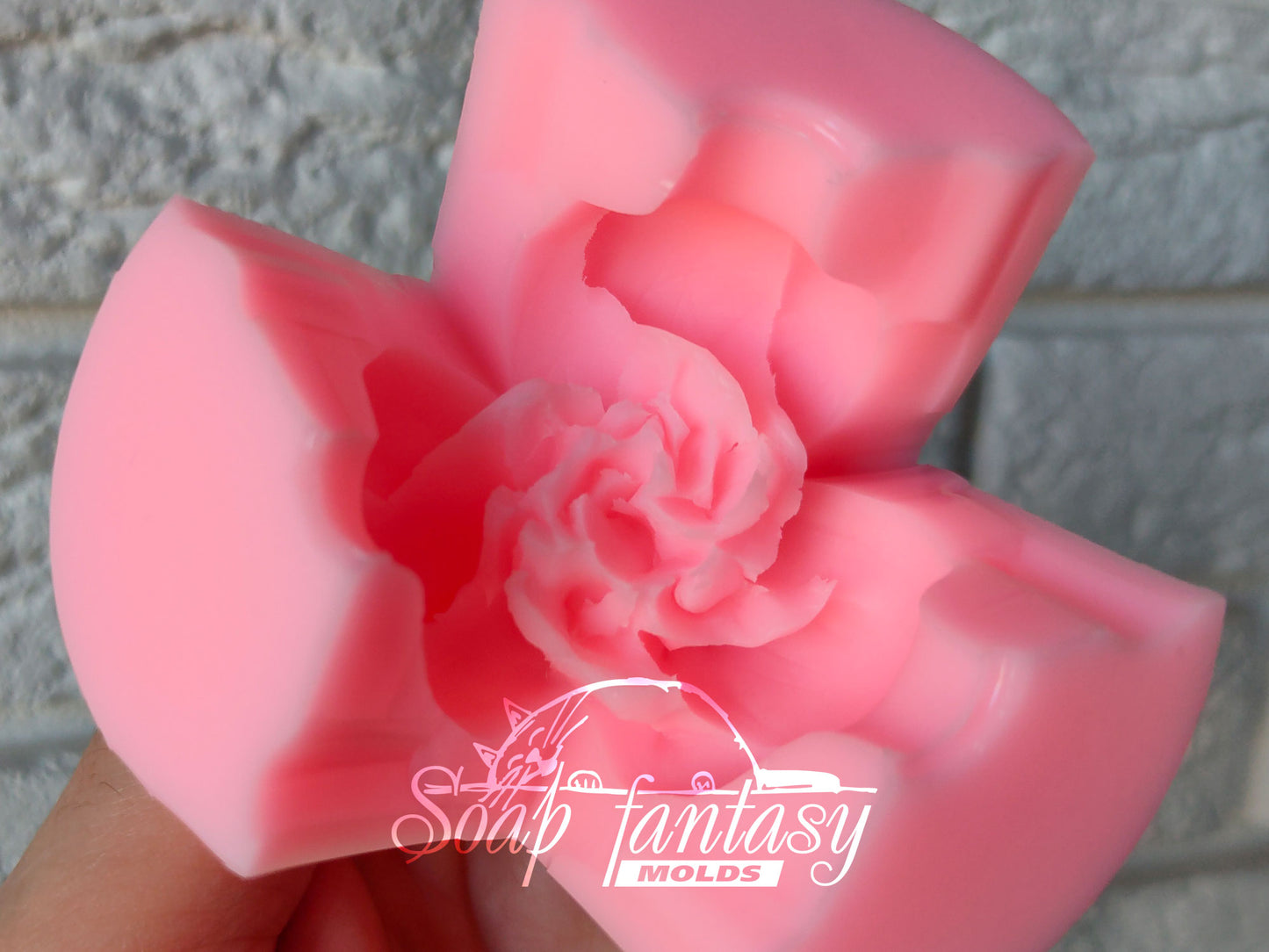 Luxurious peony half opened bud flower silicone mold for soap making