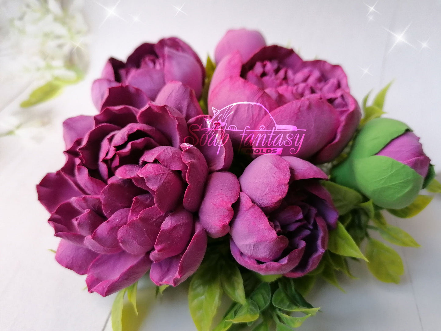 Luxurious peony medium flower silicone mold for soap making