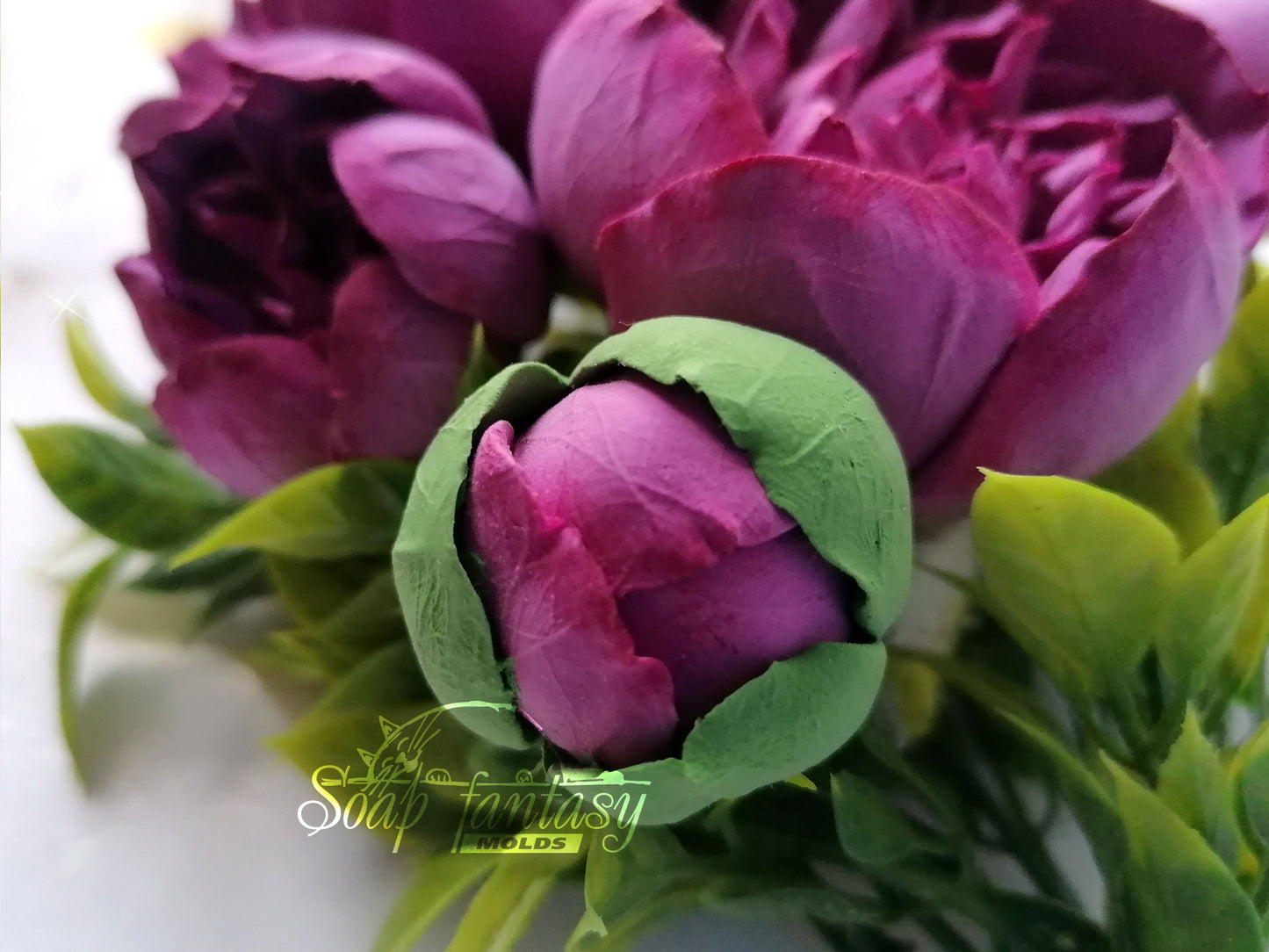 Luxurious peony buds flower silicone mold for soap making