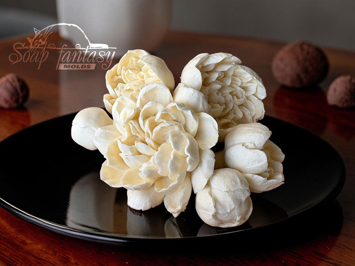 Food Grade Silicone Mold Peony Flower "Luxurious" - Silicone Mold for Marshmallow, Chocolate, Fondant