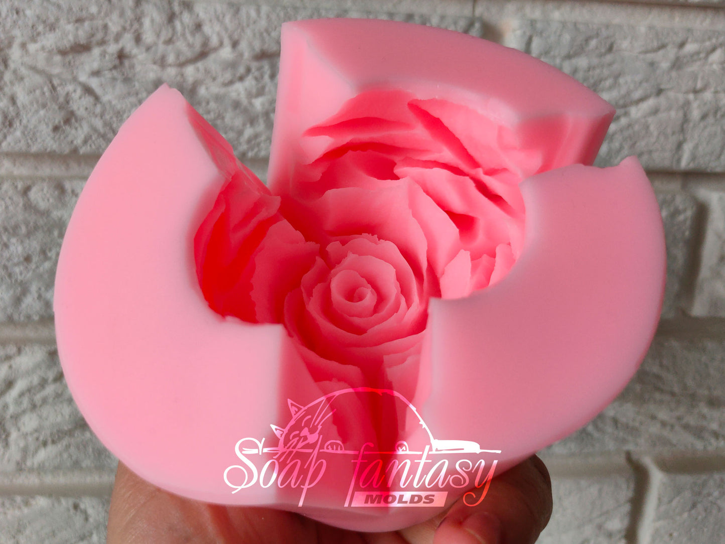 Big rose "Orange Queen" flower silicone mold (mould) for soap making and candle making