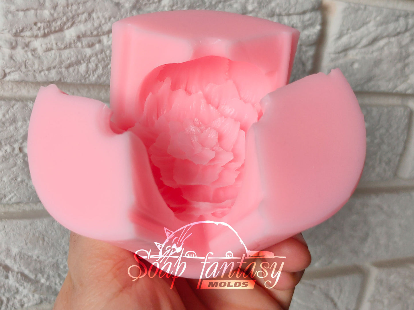 Peony "Bordeaux" flower silicone mold for soap making