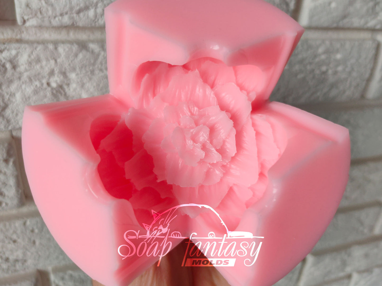 Peony "Bordeaux" flower silicone mold for soap making