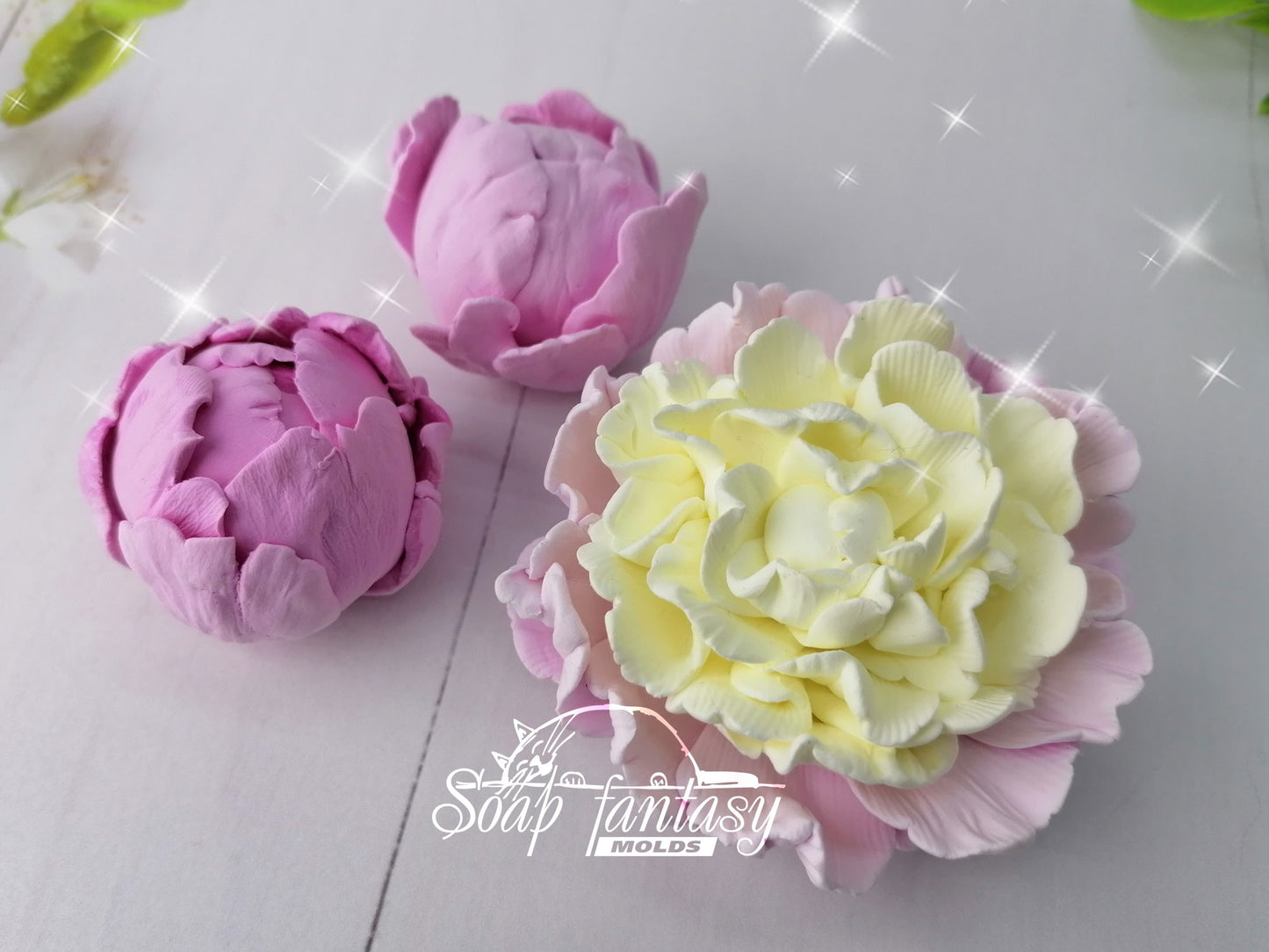 Peony "Pink charme" silicone mold for soap making