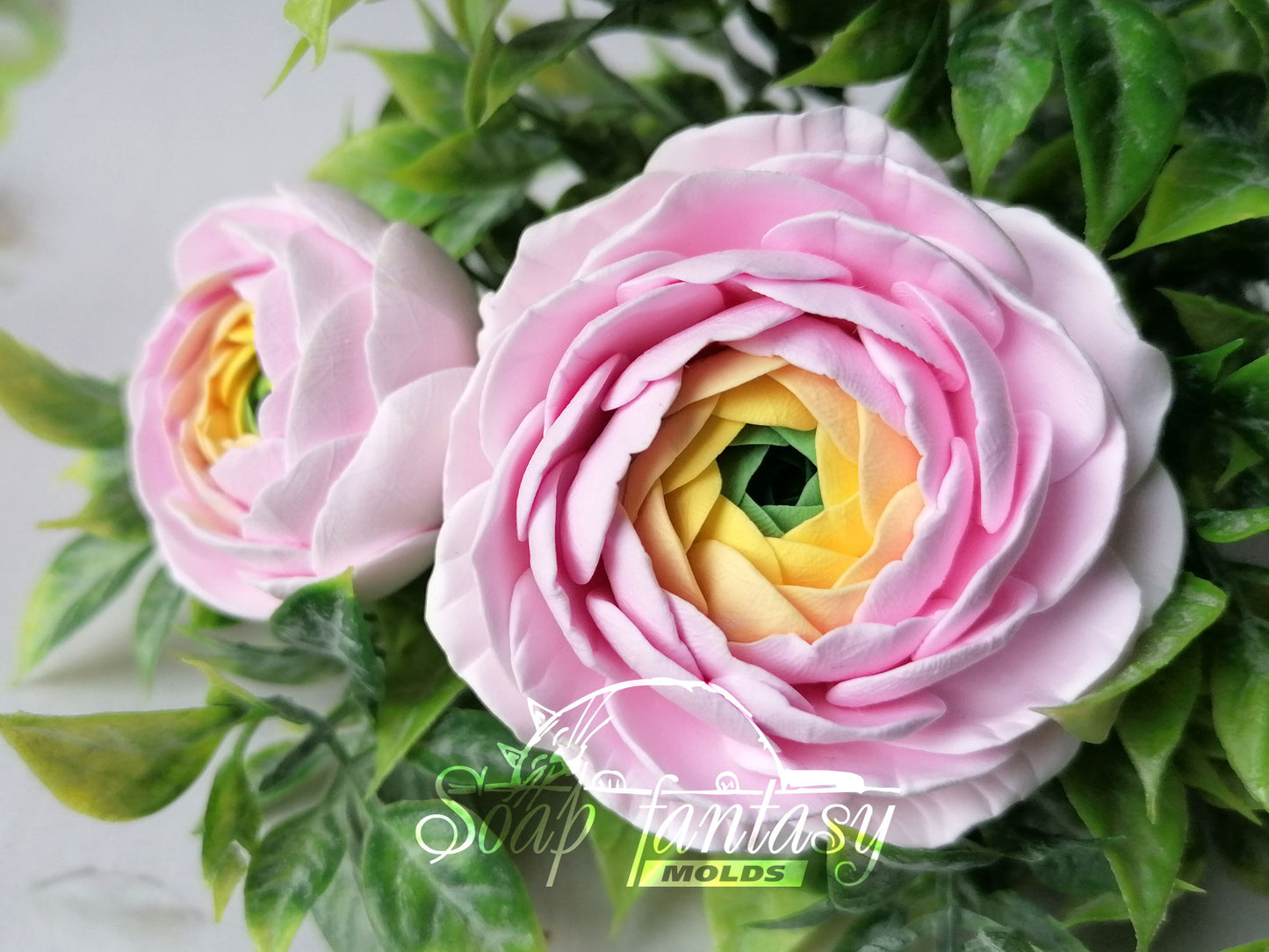 Ranunculus "Pink princess" flower silicone mold for soap making