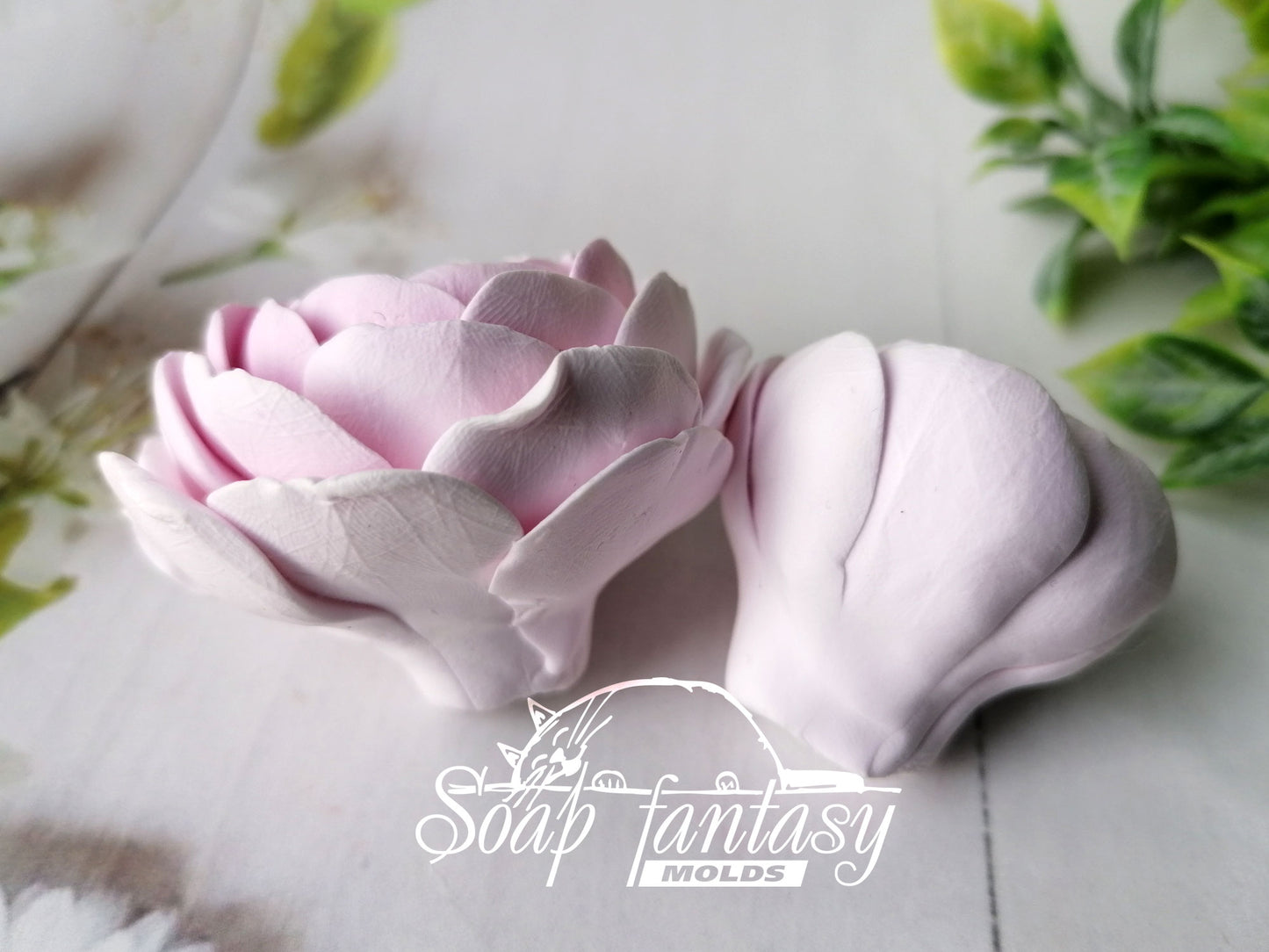 Ranunculus bud "Pink princess" flower silicone mold for soap making