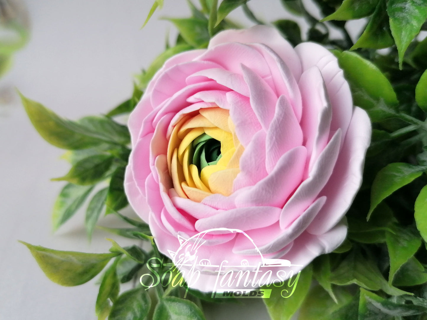 Ranunculus "Pink princess" flower silicone mold for soap making