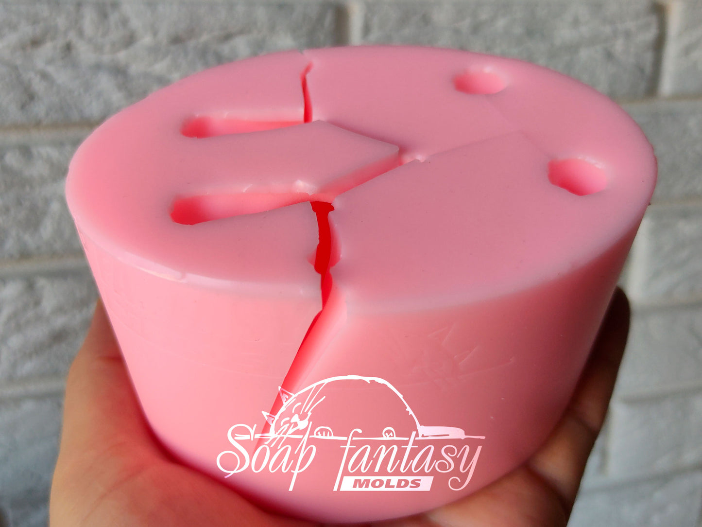 Pitbull is playing silicone mold for soap making
