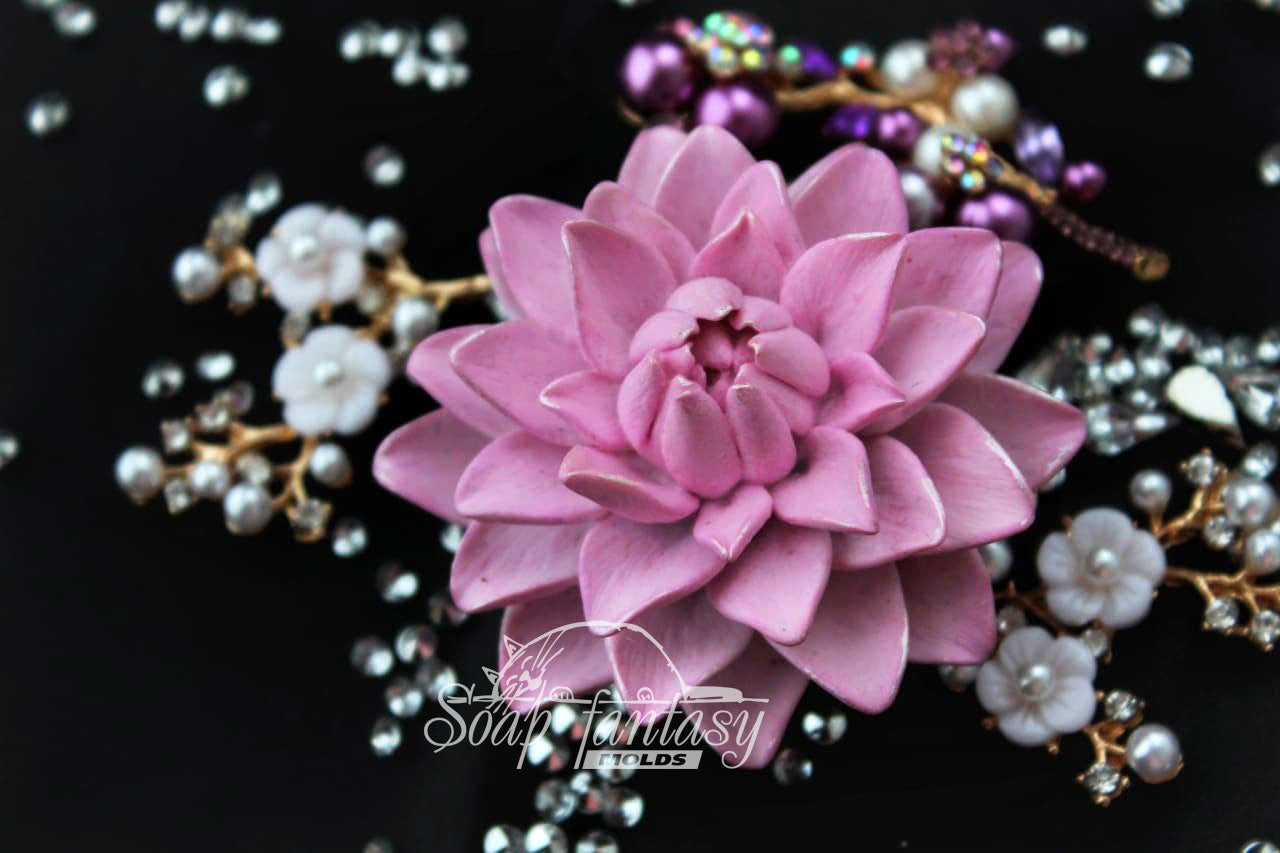 Dahlia "Purple star" flower silicone mold for soap making
