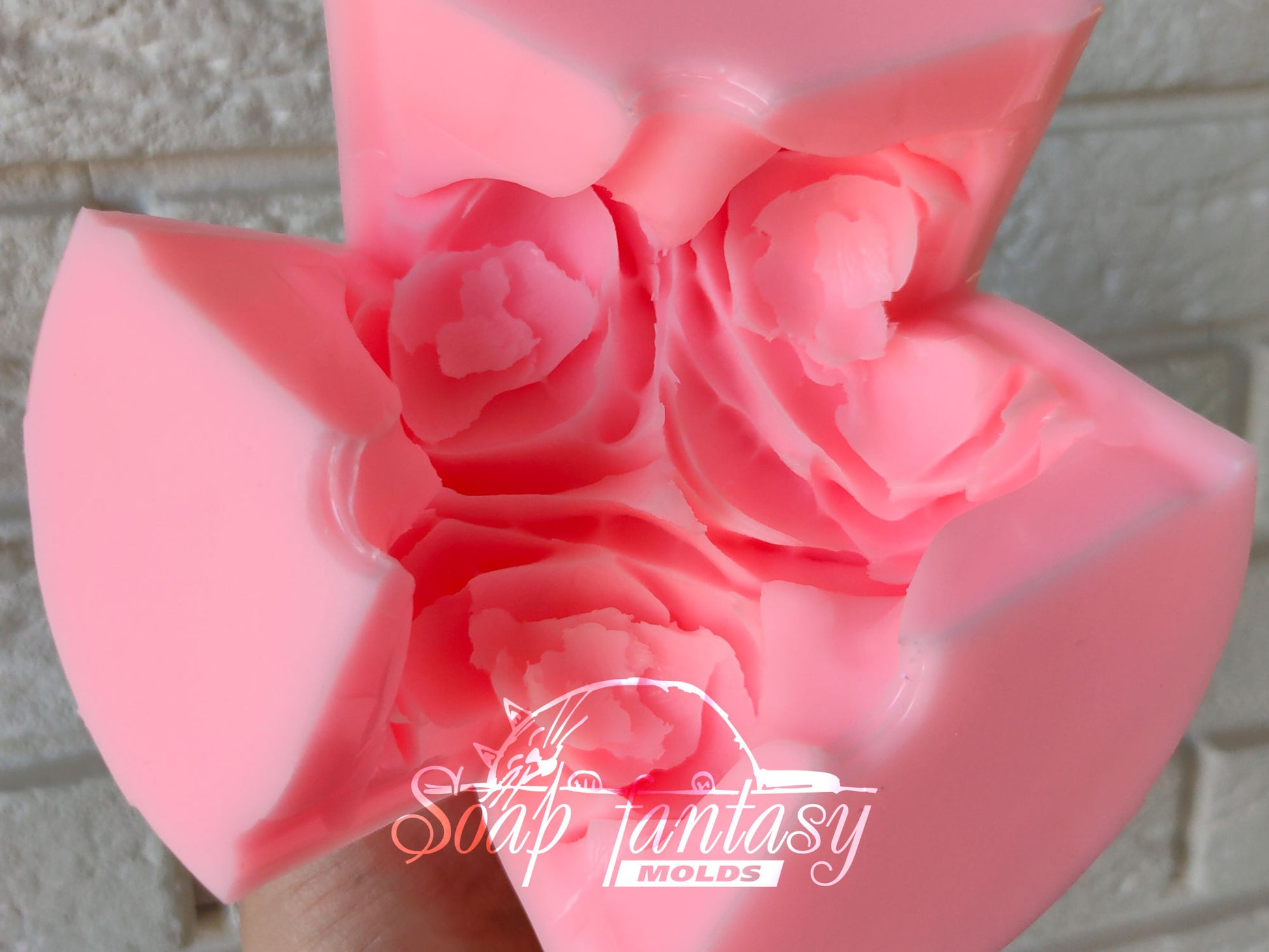 BIG Peony triplet "Sweet Harmony" flower silicone mold (mould) for soap making and candle making