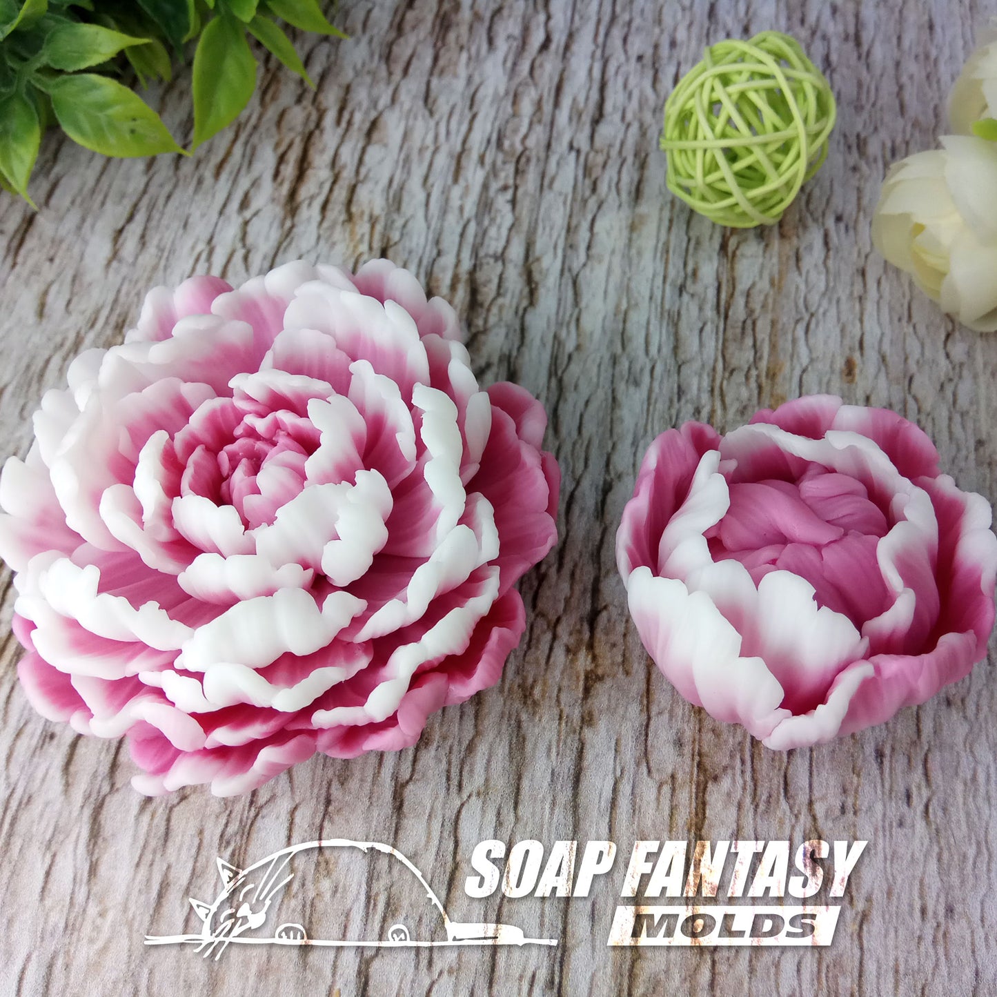 Peony "Sarah Bernhardt" silicone mold for soap making