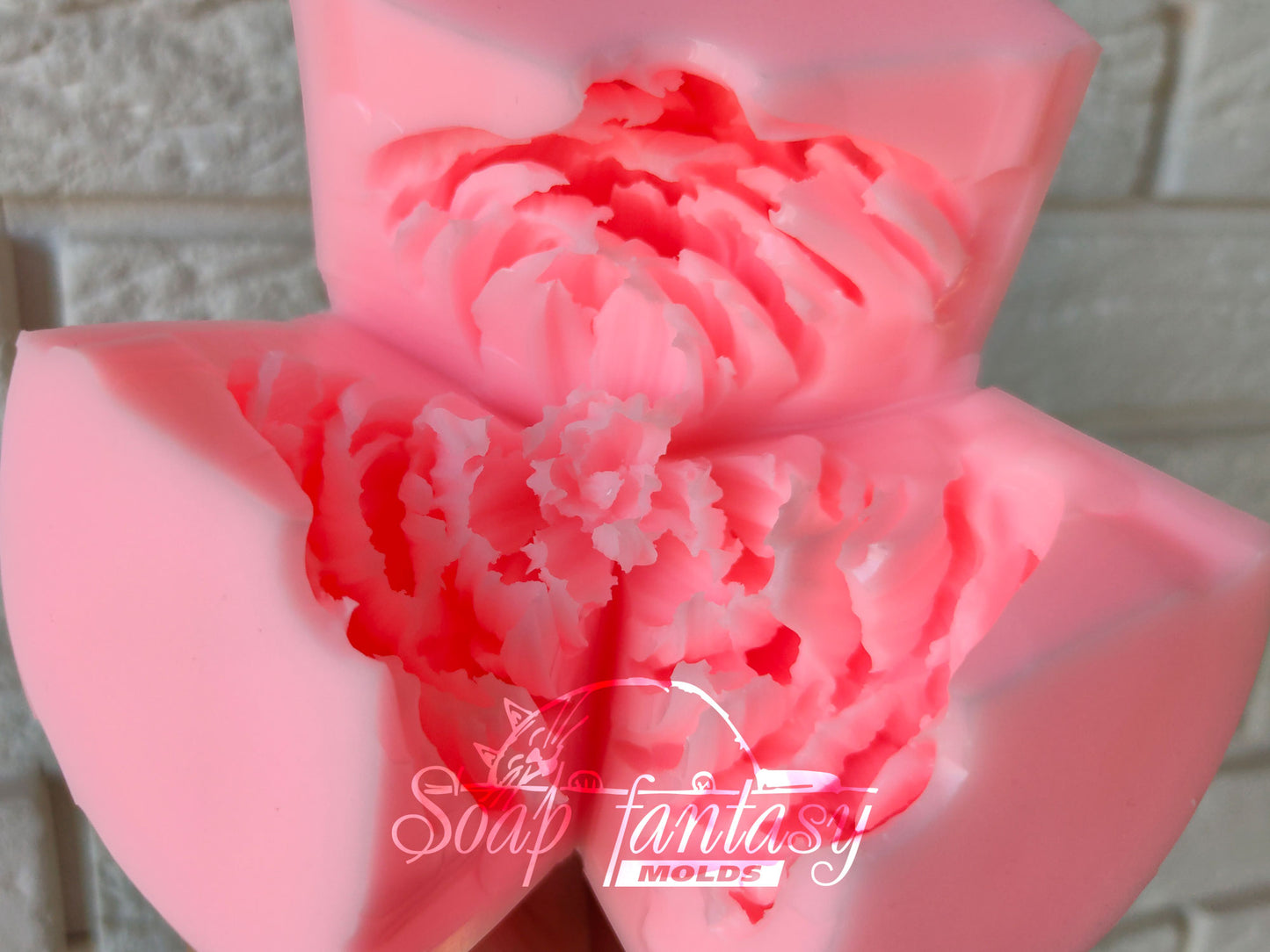 Peony "Sarah Bernhardt" silicone mold for soap making