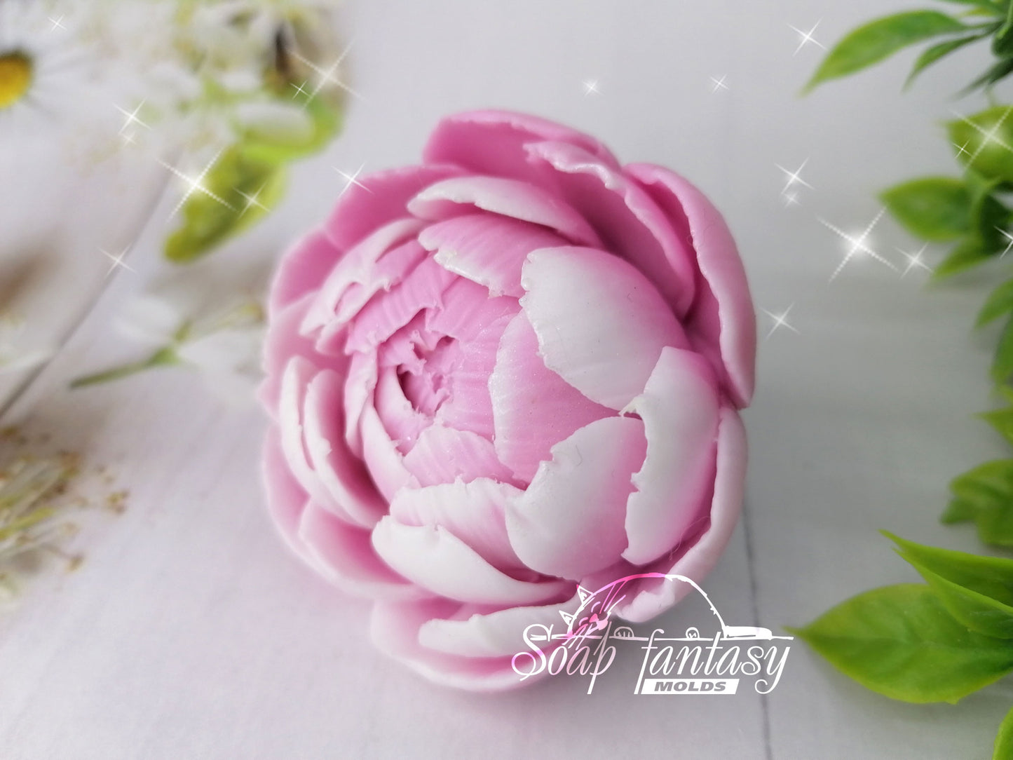 Peony "Snow White" silicone mold for soap making