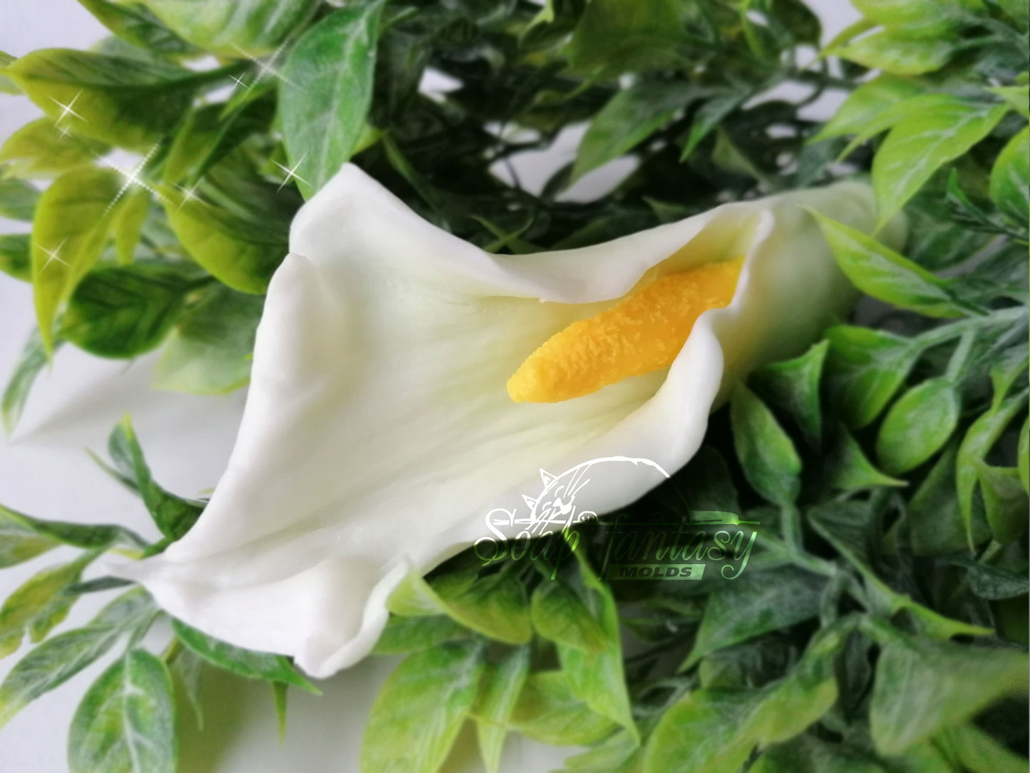 Calla Snowland halfopened lily flower silicone mold (mould) for soap making and candle making