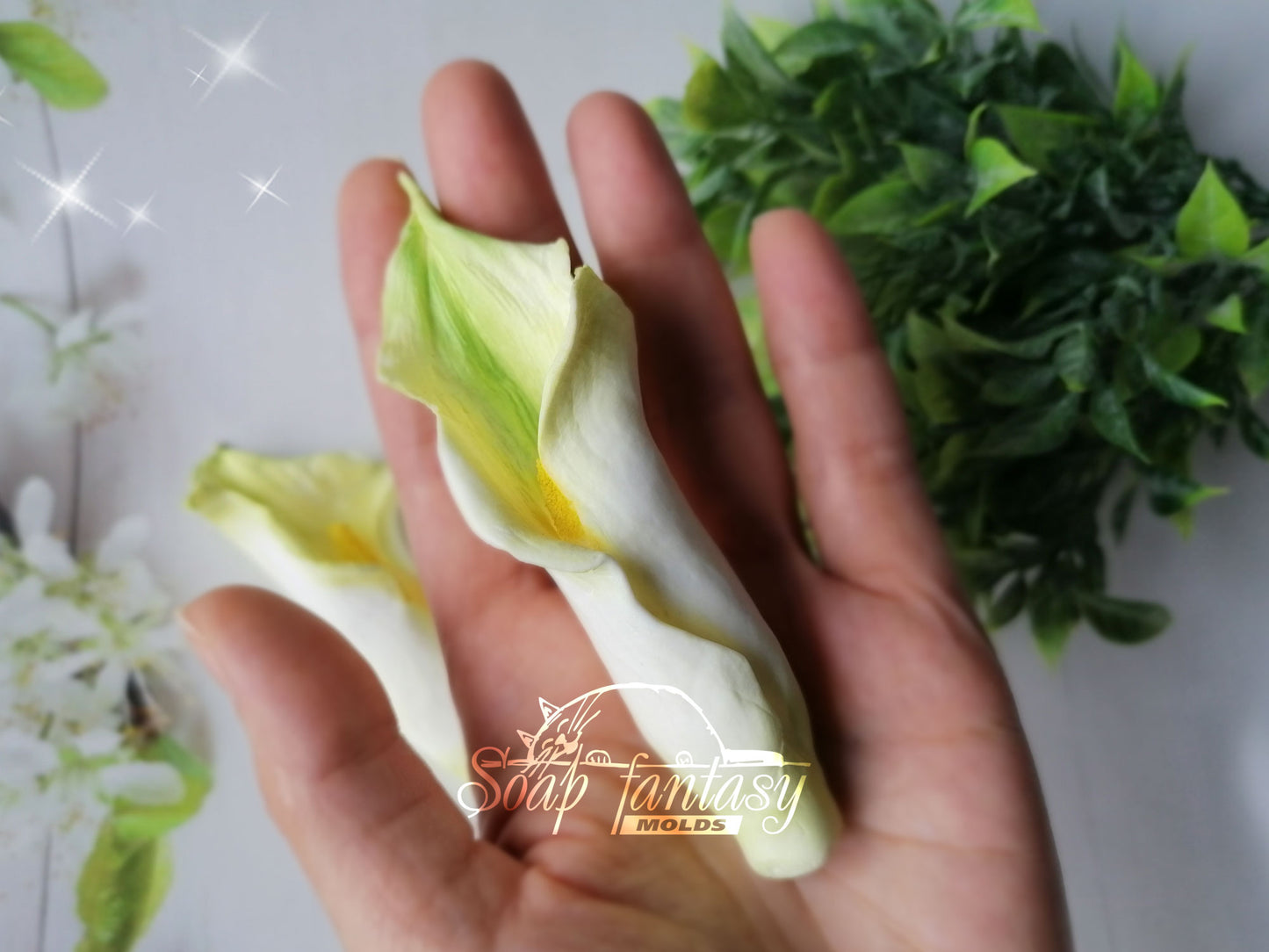 Calla Snowland lily bud flower silicone mold (mould) for soap making and candle making