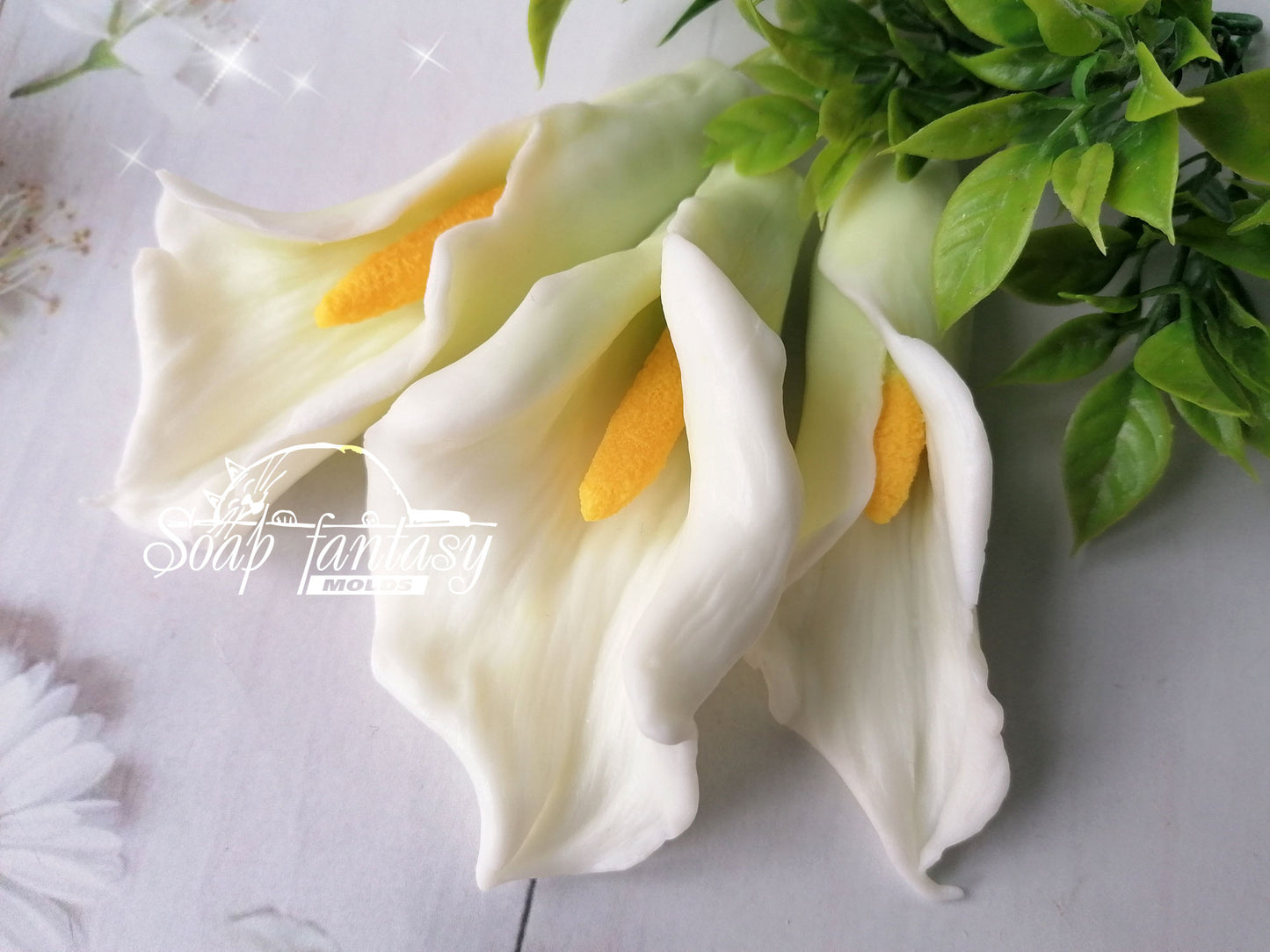 Calla Snowland halfopened lily flower silicone mold (mould) for soap making and candle making
