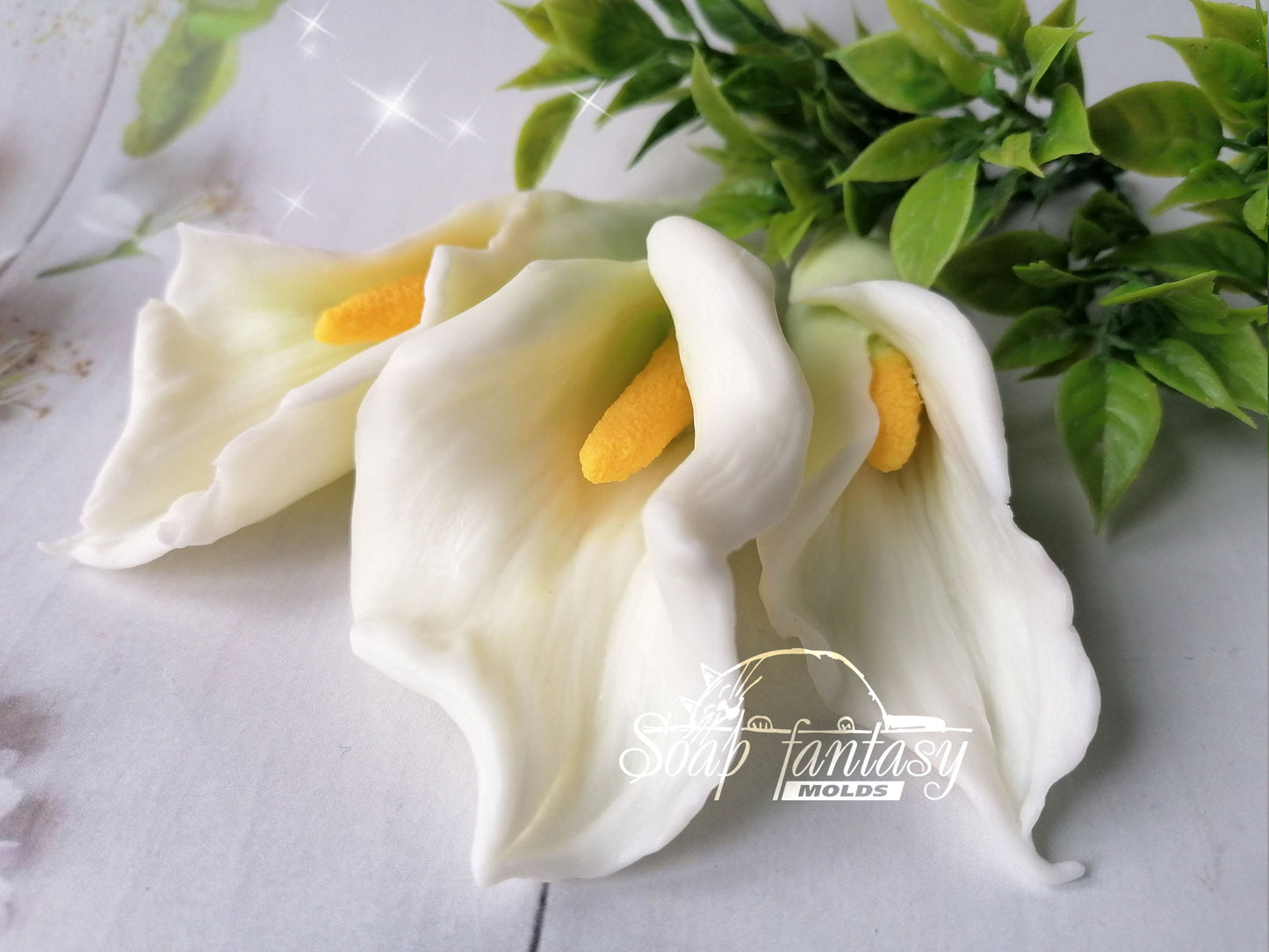 Calla Snowland halfopened lily flower silicone mold (mould) for soap making and candle making